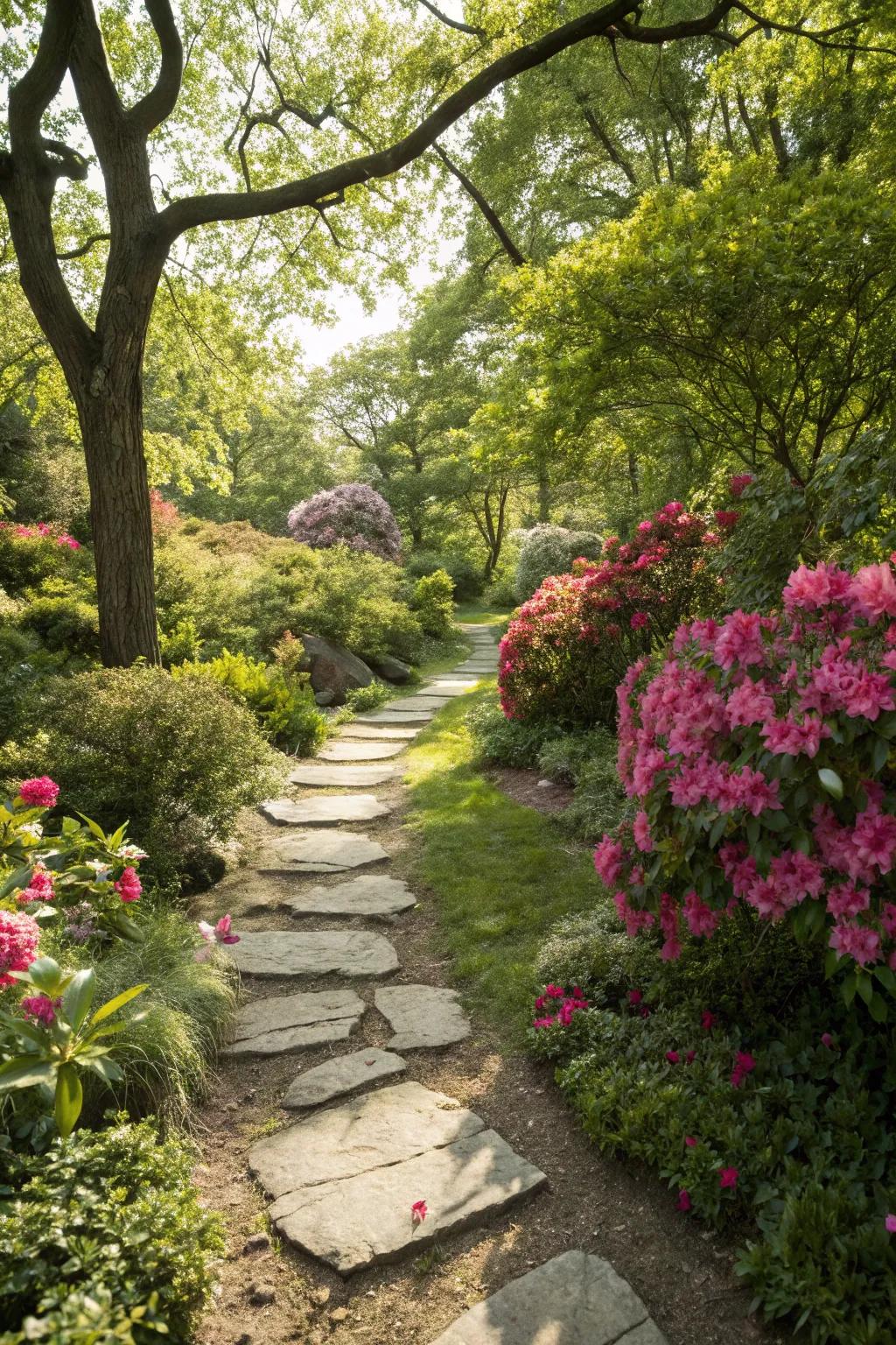 Stepping stones blend beauty and functionality in garden paths.