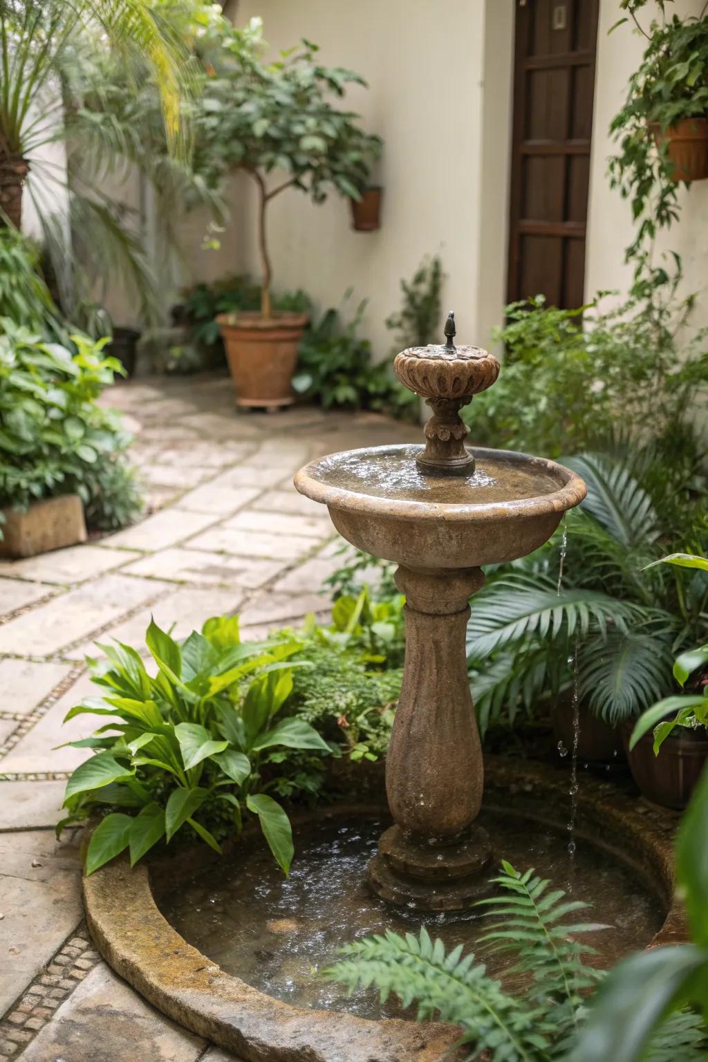 A water feature brings tranquility and elegance to your terrace.