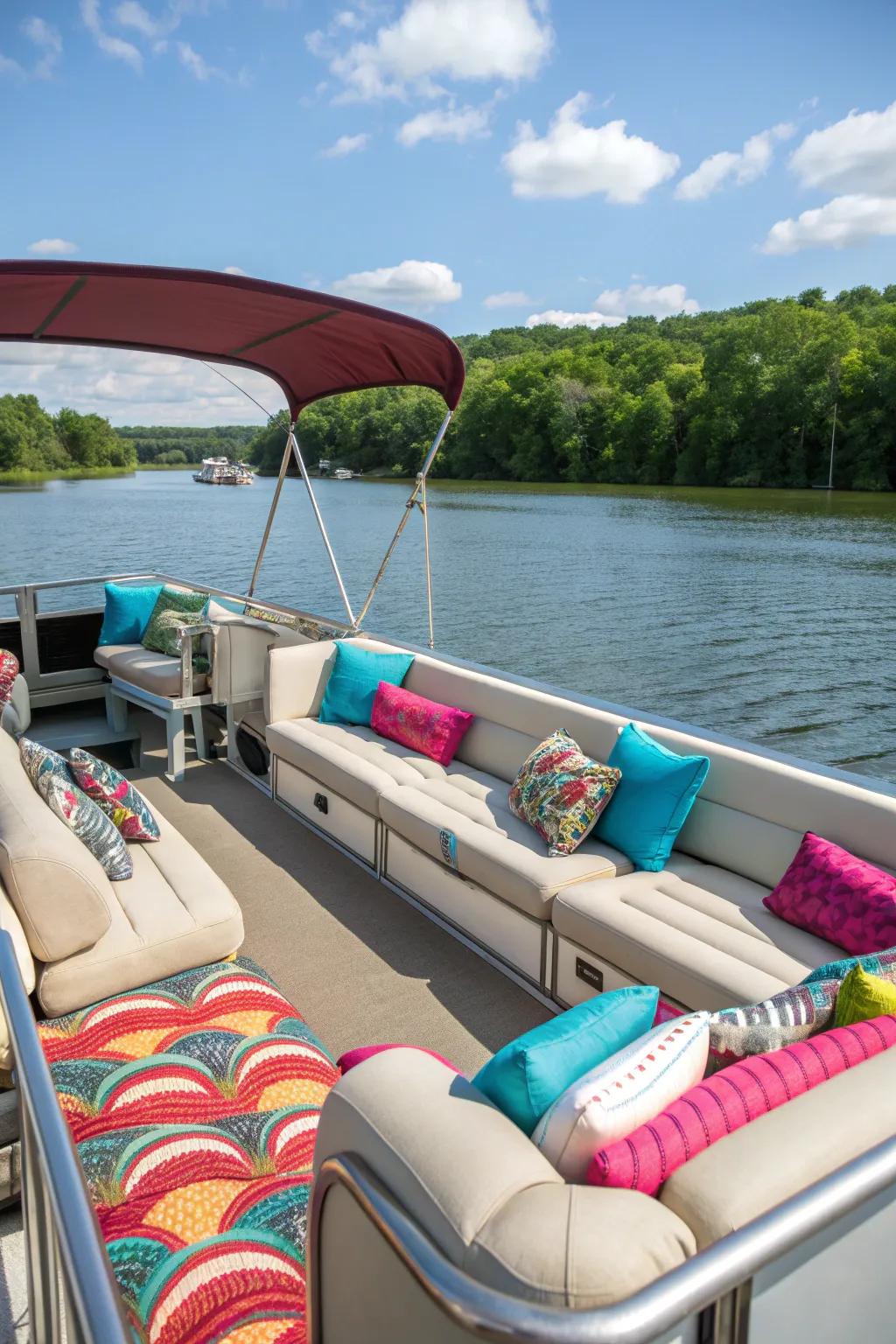 Comfortable seating is essential for a relaxing pontoon experience.