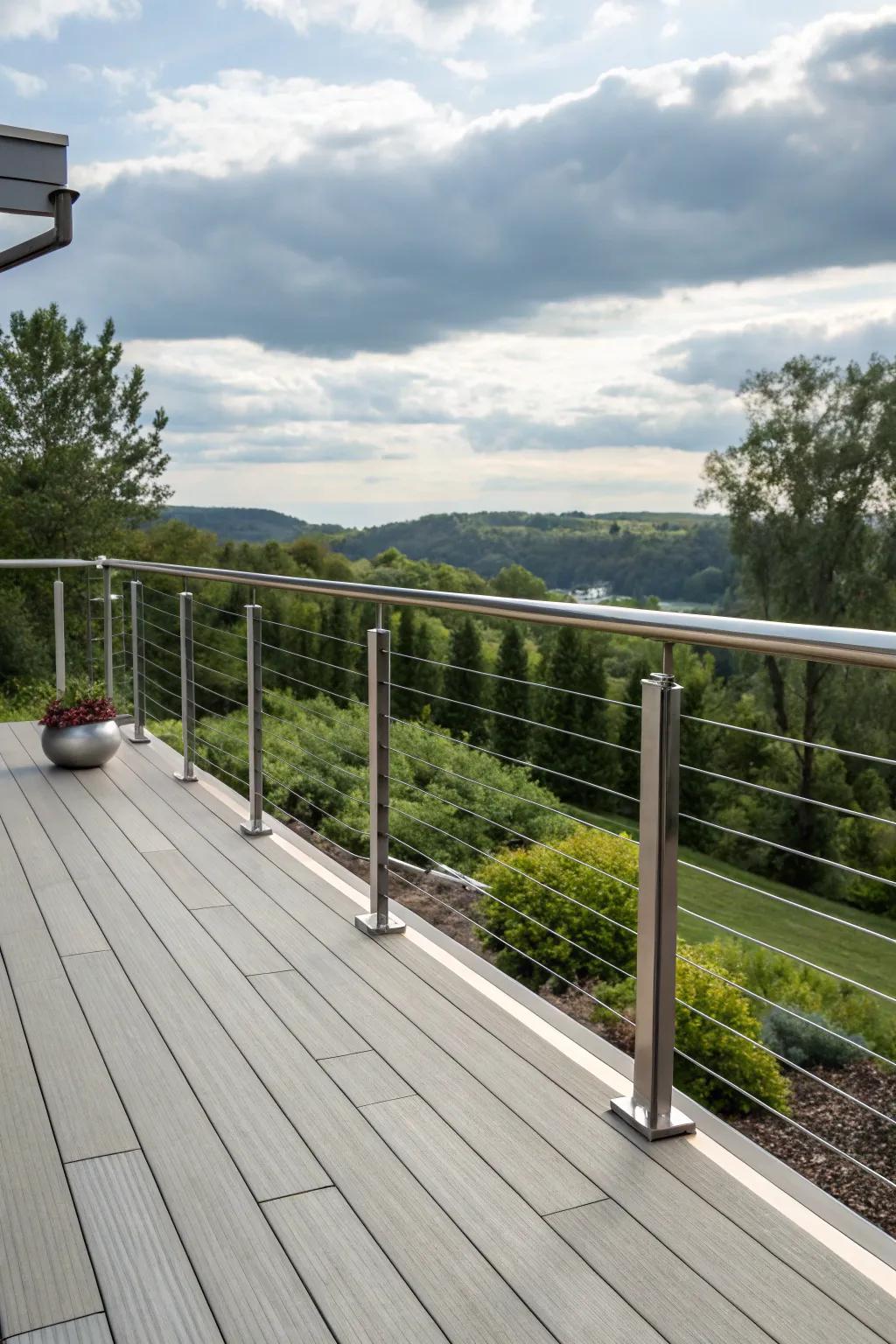 Modern railings add a touch of elegance and safety to your deck.