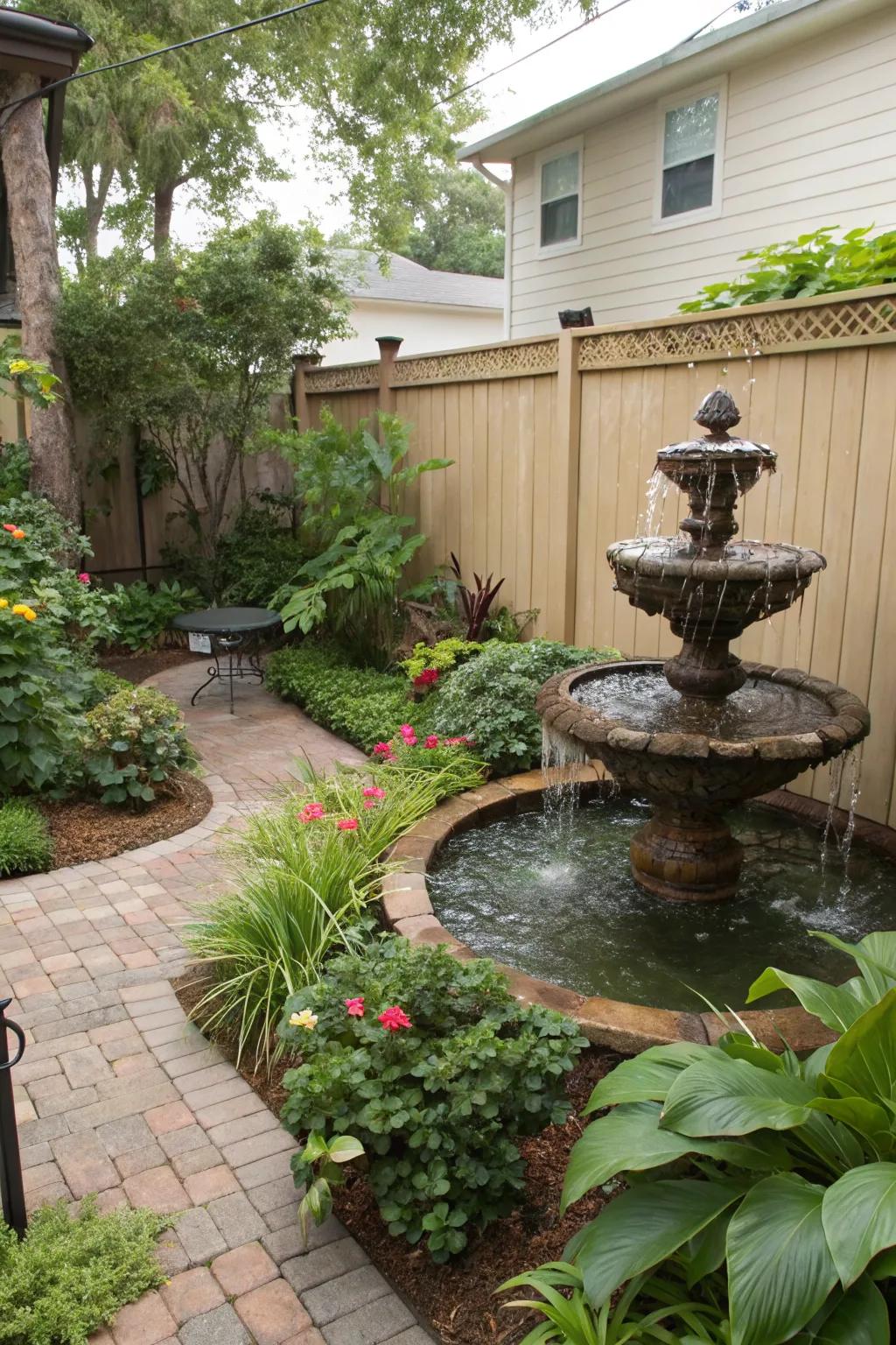 Add tranquility with a small water feature in your backyard.