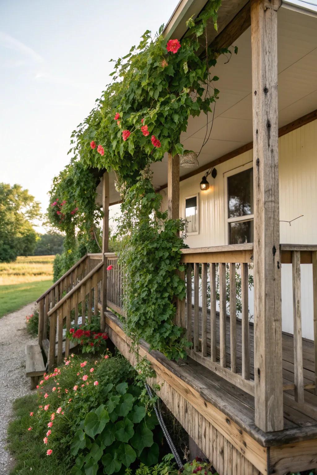 Wooden railings add charm and safety.