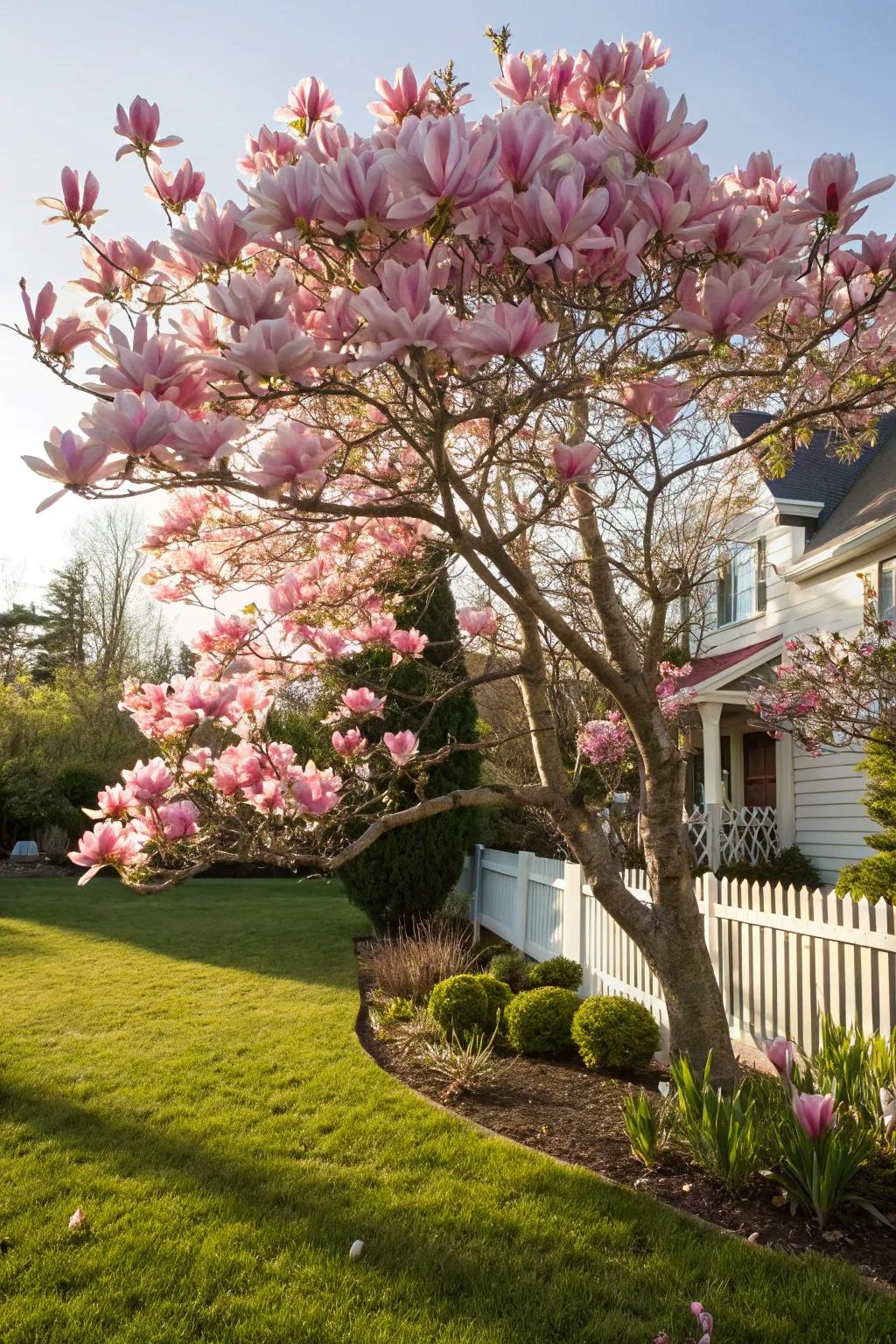 Magnolias bring fragrance and beauty with their stunning spring blooms.