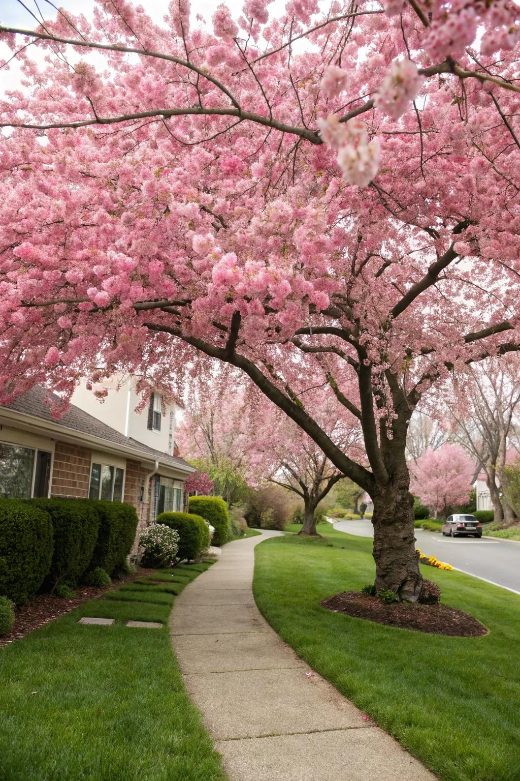 Flowering trees add a burst of color and curb appeal.
