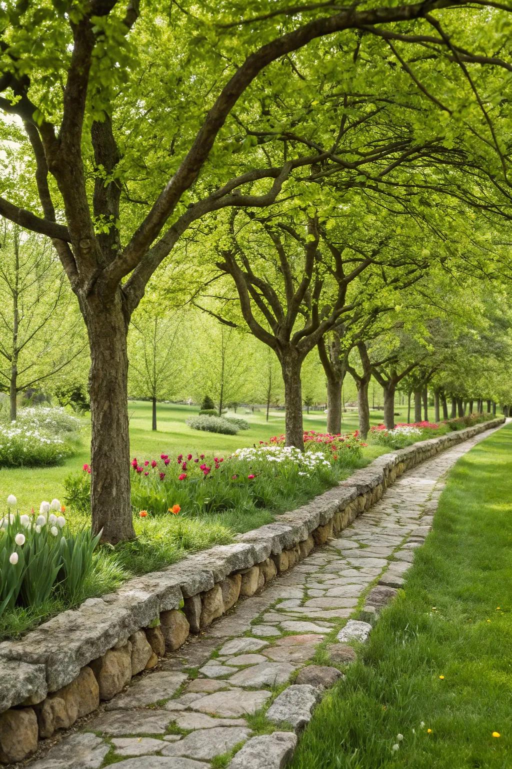 Natural stone borders add a rustic touch.