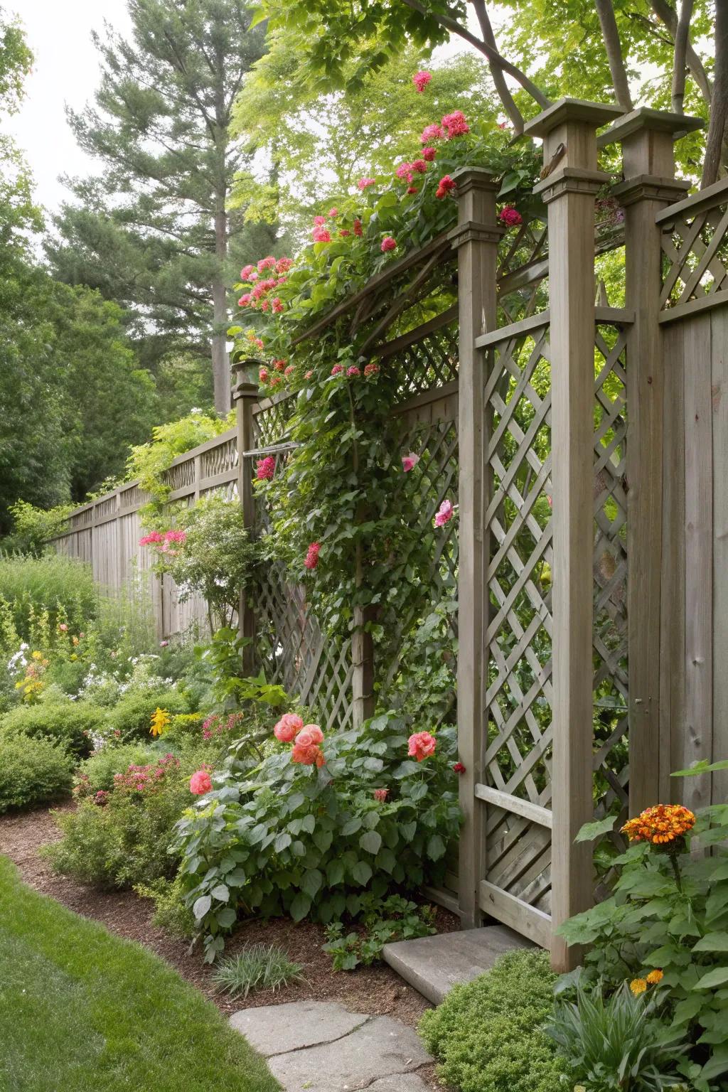 Combine privacy and aesthetics with a screen-trellis combo.