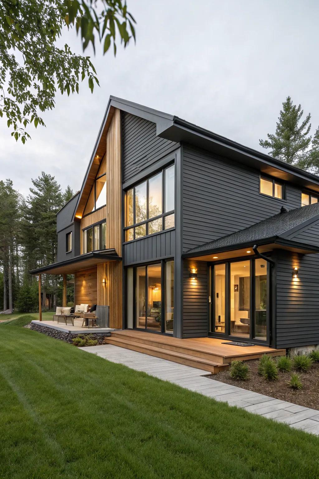Charcoal gray exteriors offer a sophisticated look.