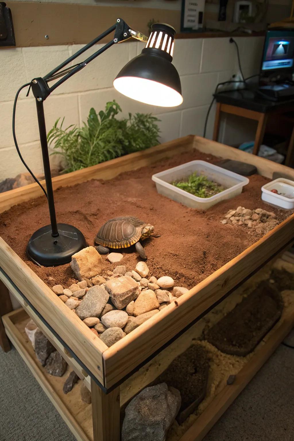 A functional and portable turtle table setup.