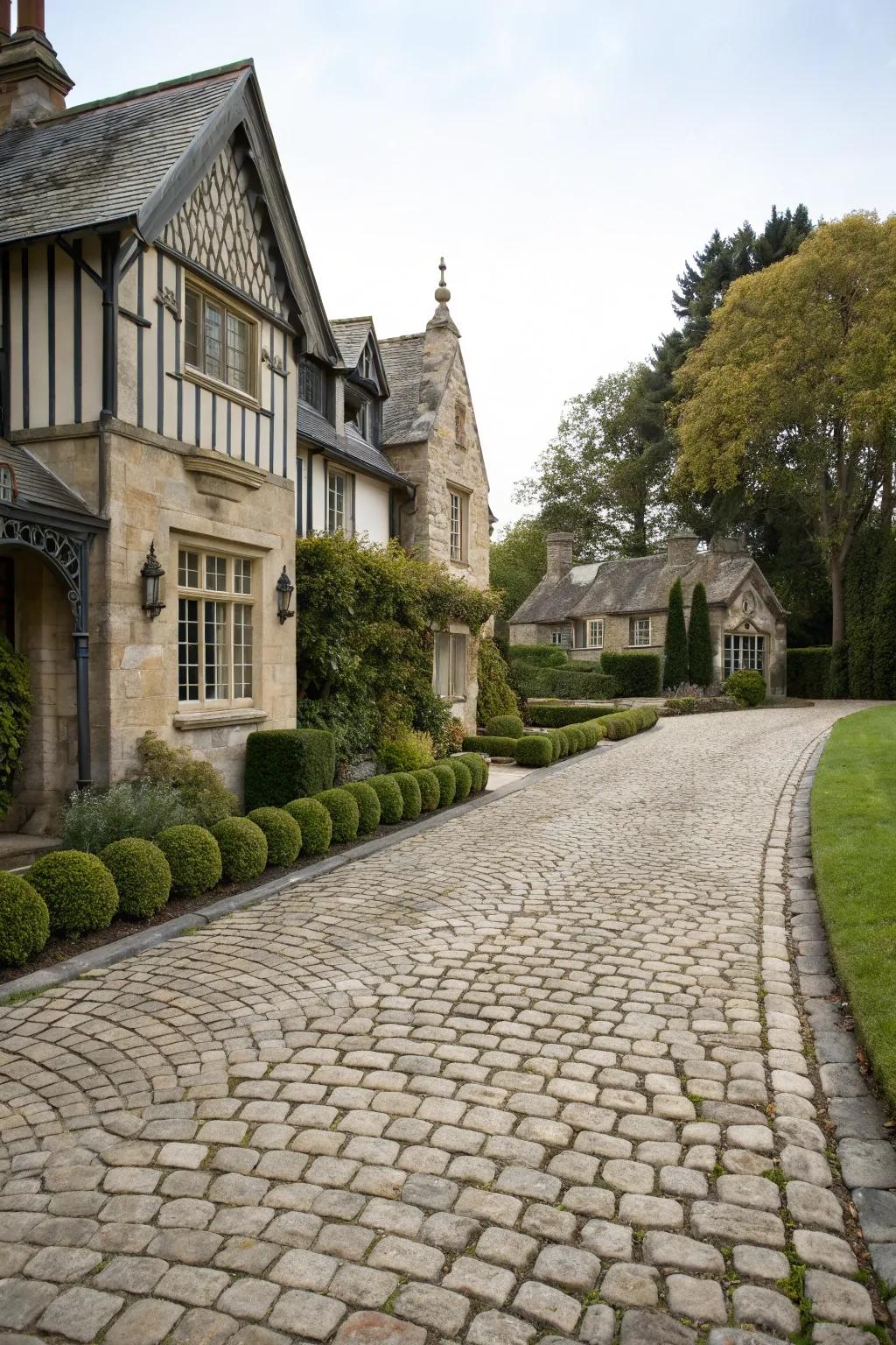 Cobblestone driveways exude timeless elegance and charm.