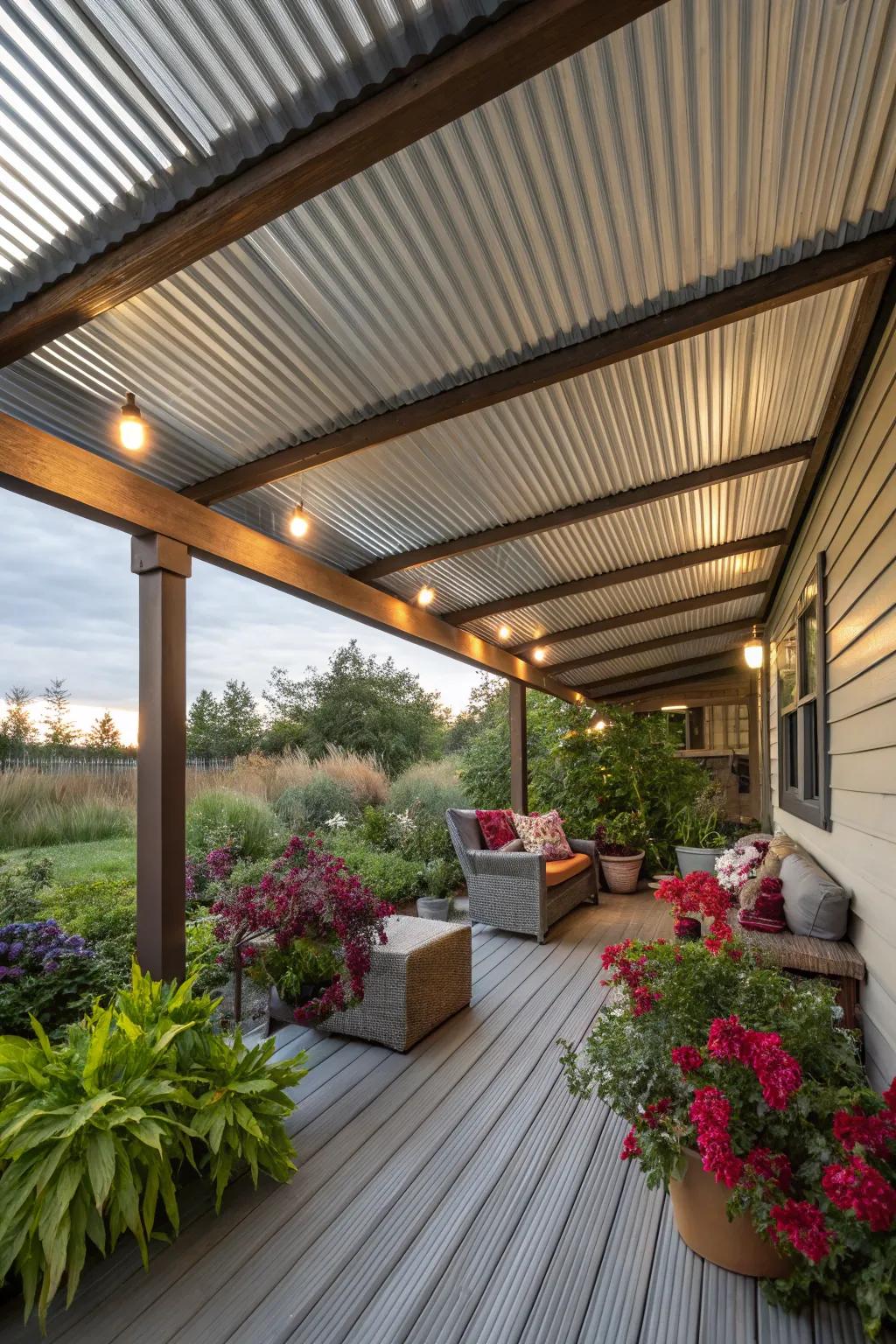 Corrugated panels add texture and protection to your under-deck retreat.