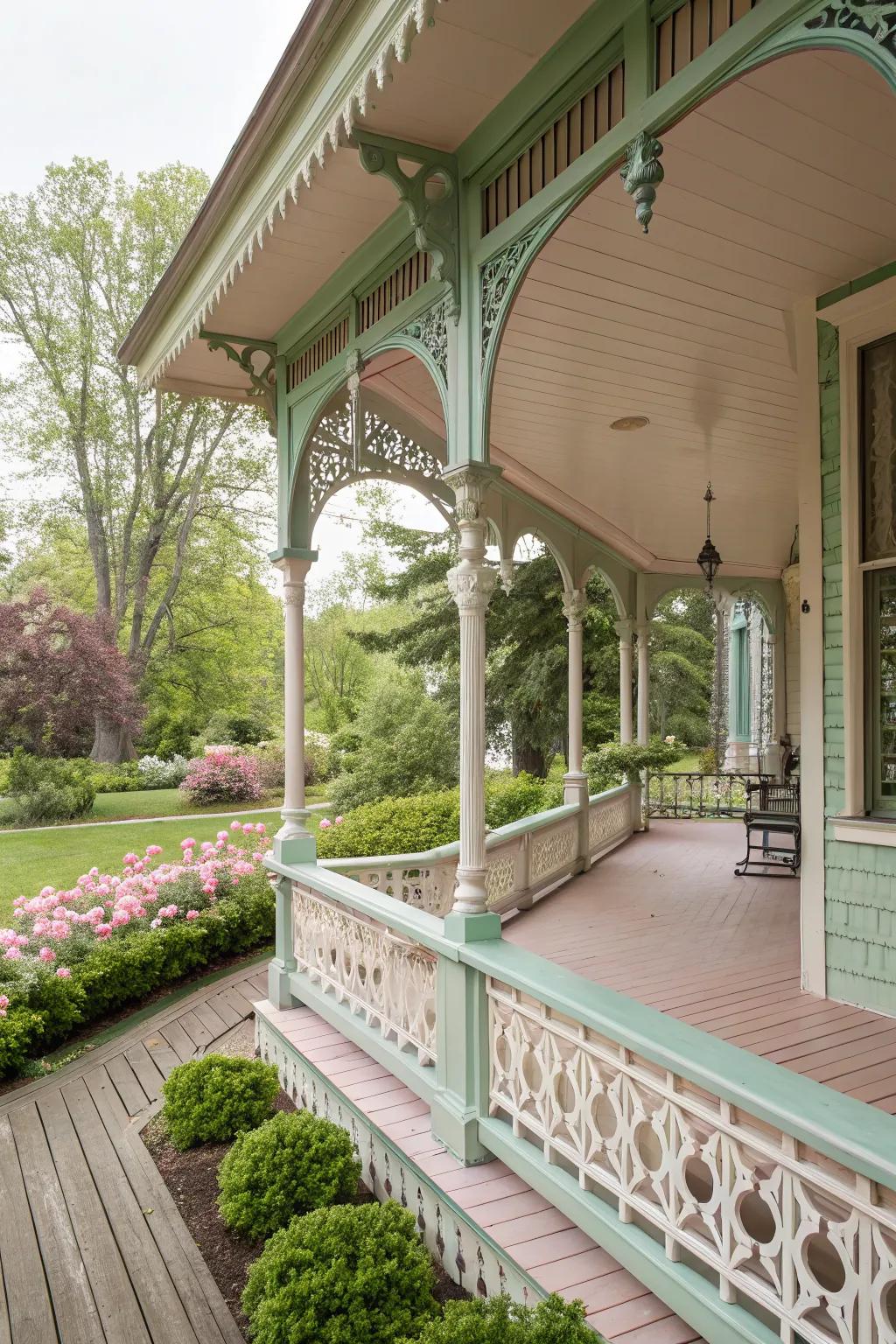 Pastel colors evoke Victorian elegance.