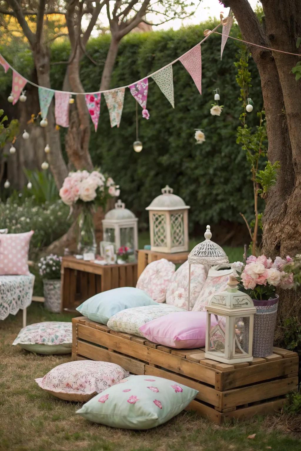 Pastel colors and floral designs bring a gentle elegance to your vintage garden party.