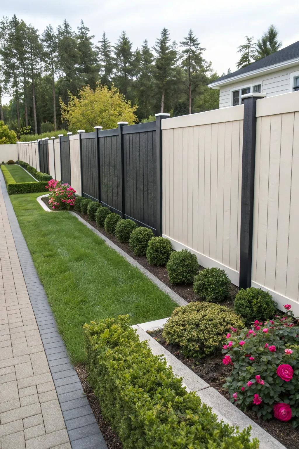 Make a statement with a two-tone vinyl fence.