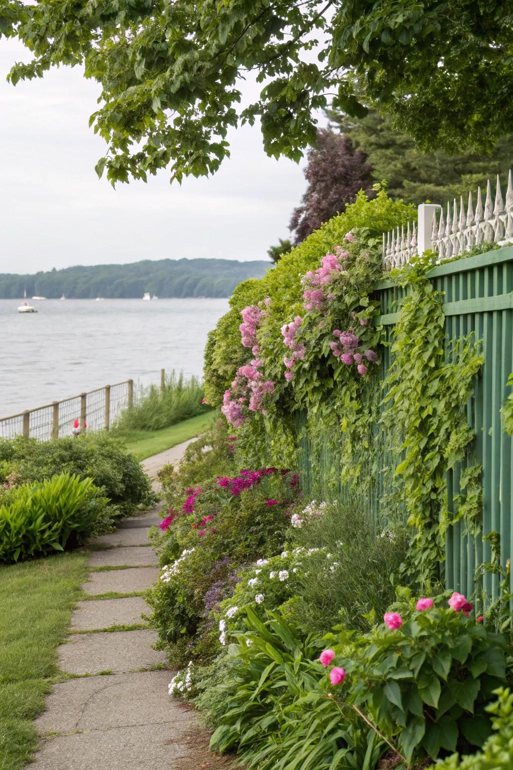 Living fences blend beautifully with natural surroundings on this waterfront.