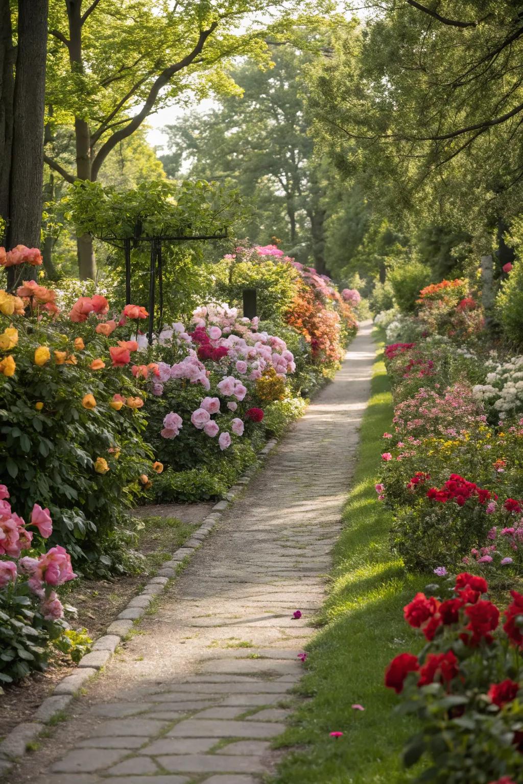 A stunning living aisle lined with fresh flowers.