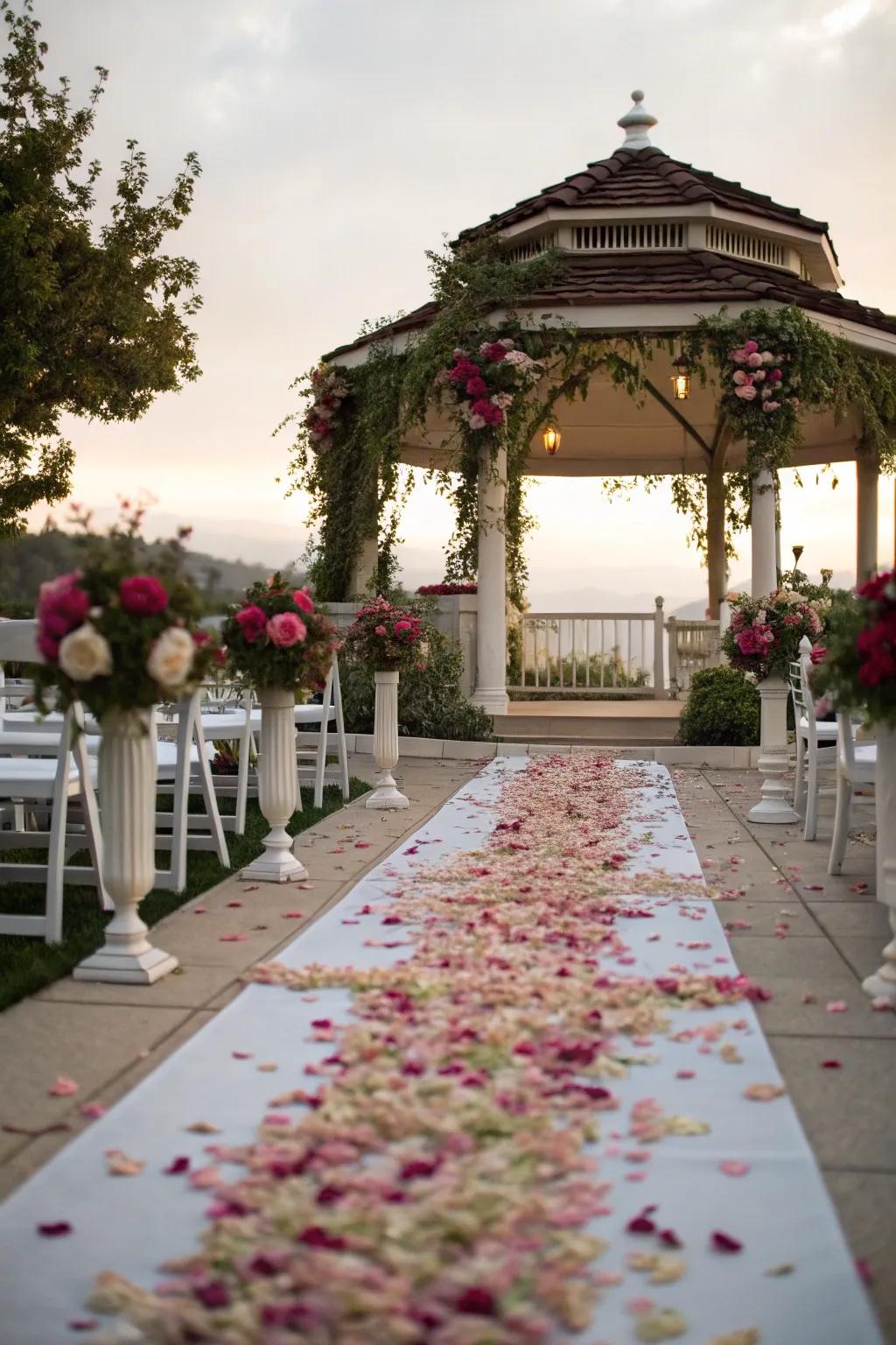 A decorated aisle creates a beautiful path to your vows.