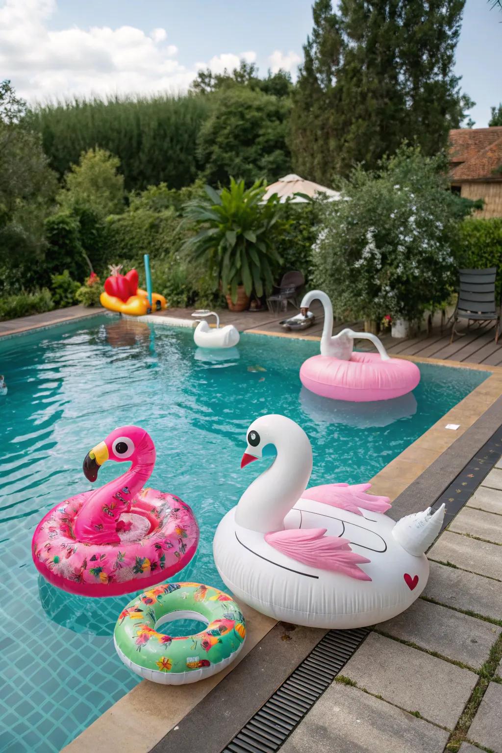 Add playful elements with themed pool floats.
