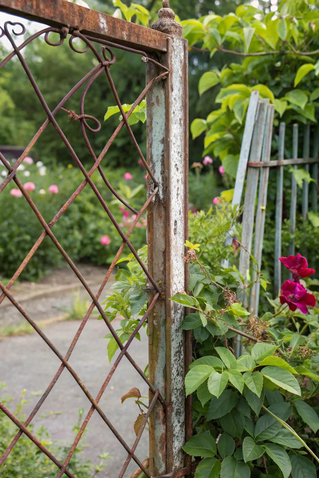 Diagonal wire patterns bring a unique twist to traditional gate designs.