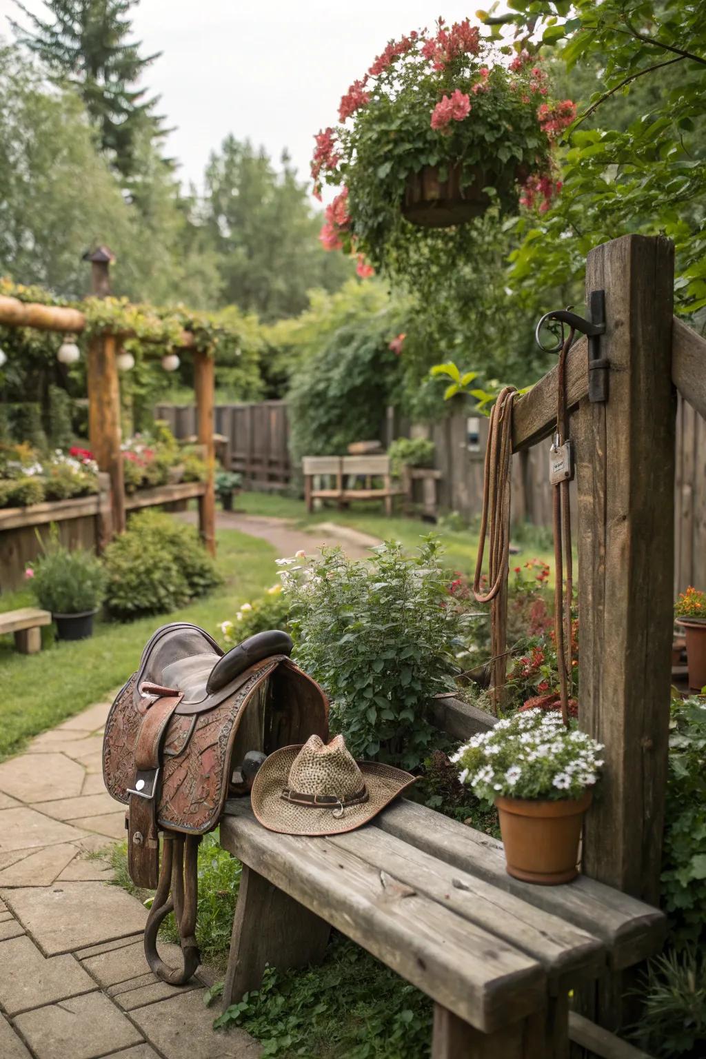 Cowboy decor adds an authentic touch to your western garden.