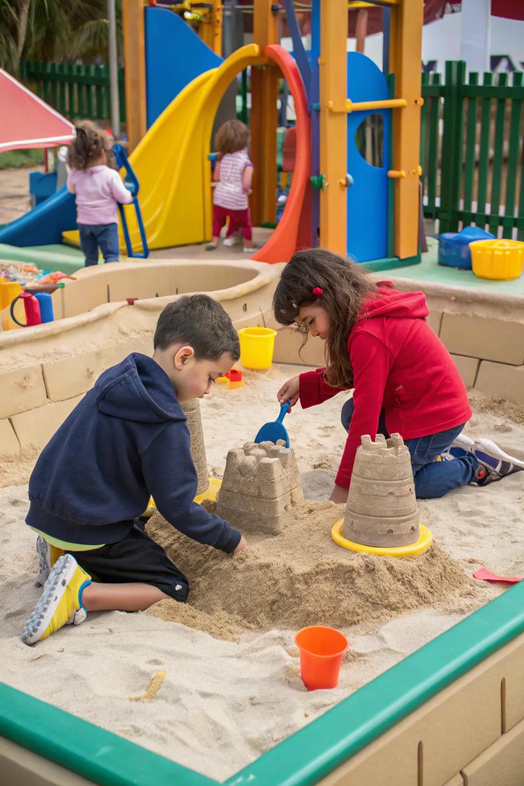 Sand offers both safety and play opportunities under a playset.