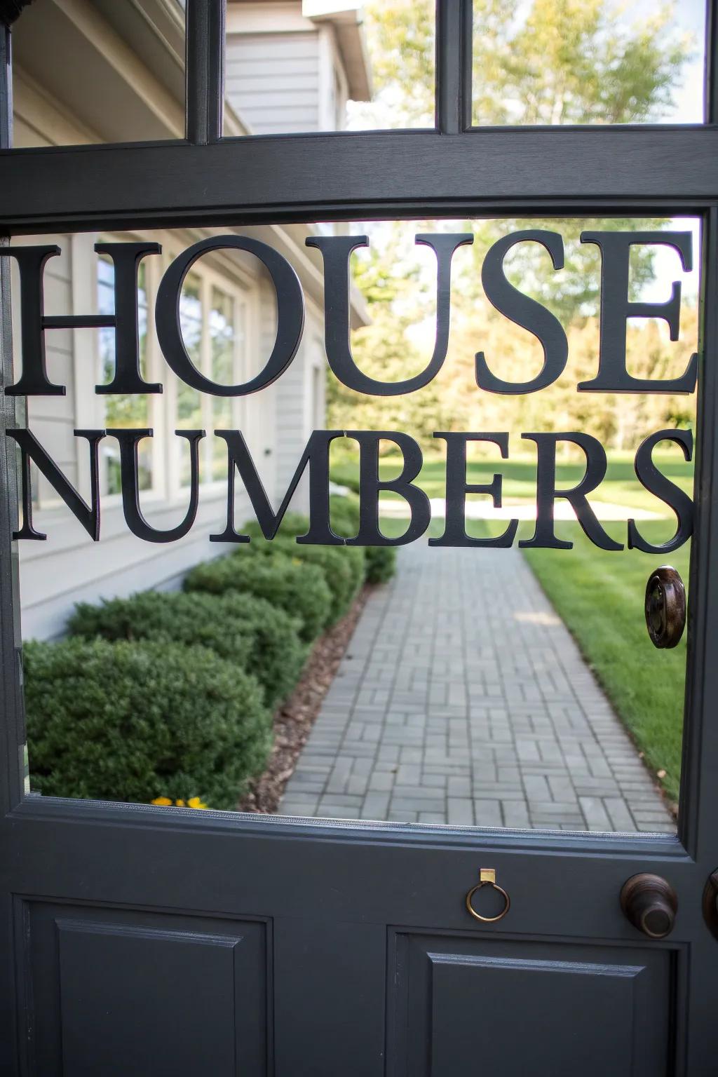 Bold house numbers on a front door.