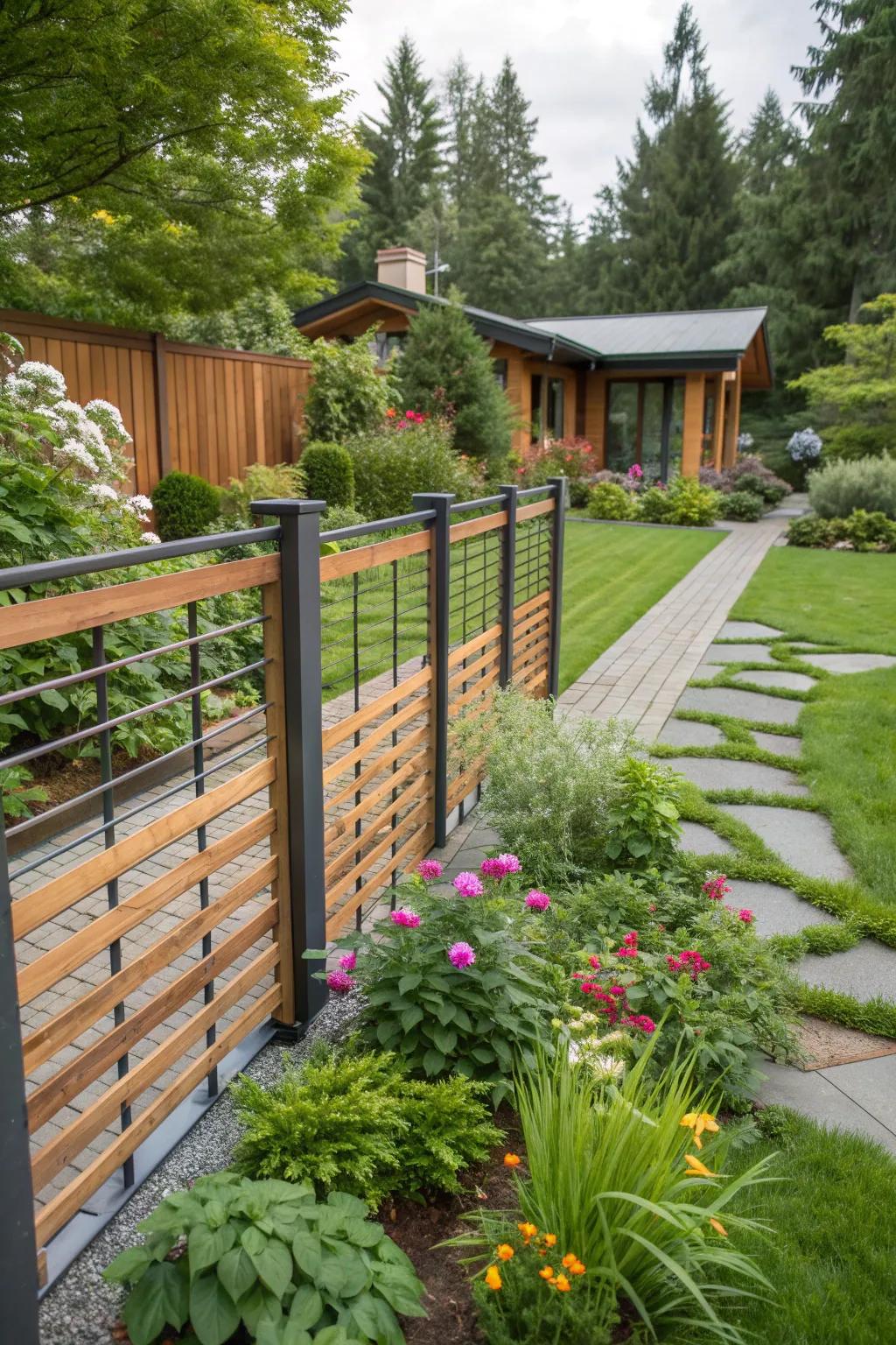 Metal and wood fences offer durability and a sleek, modern look.