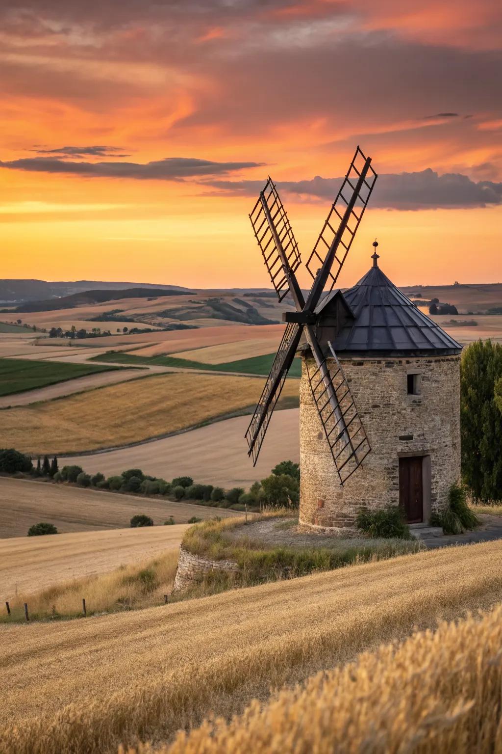 Classic traditional windmill with rustic charm.