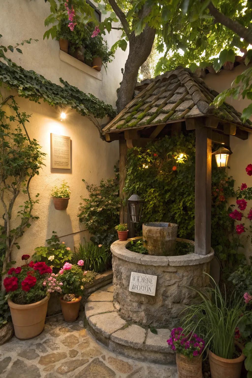 Compact wishing wells are perfect for small gardens.