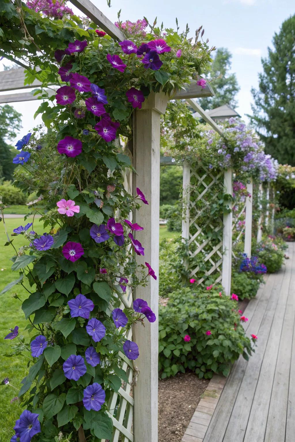 A garden trellis creates stunning vertical interest.