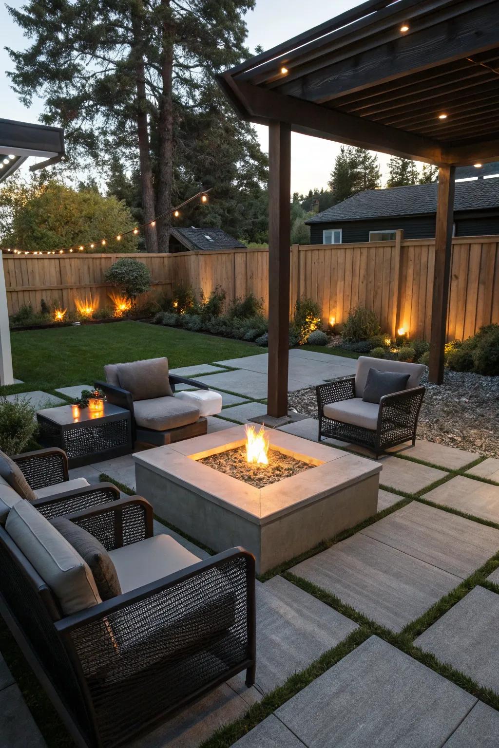 Gather around a fire pit for warmth and friendly conversations.