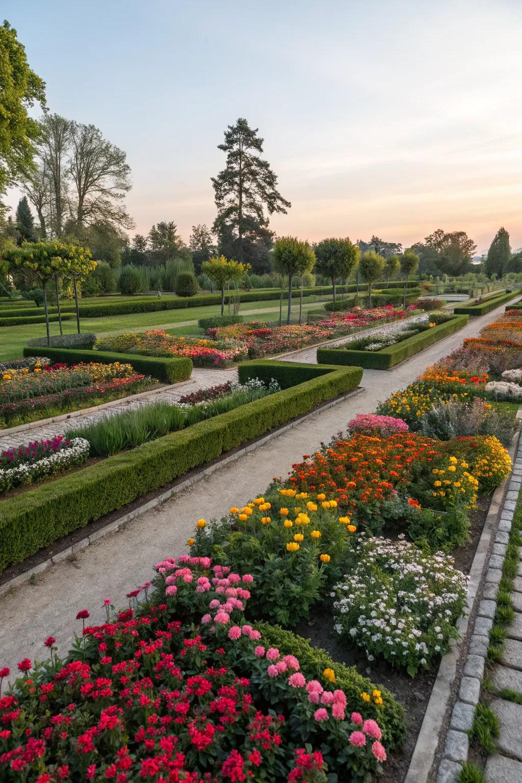 Structured garden beds add neatness and beauty.