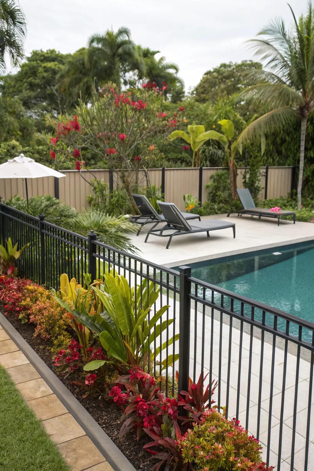 Enjoy unobstructed views with a stylish poolside fence.