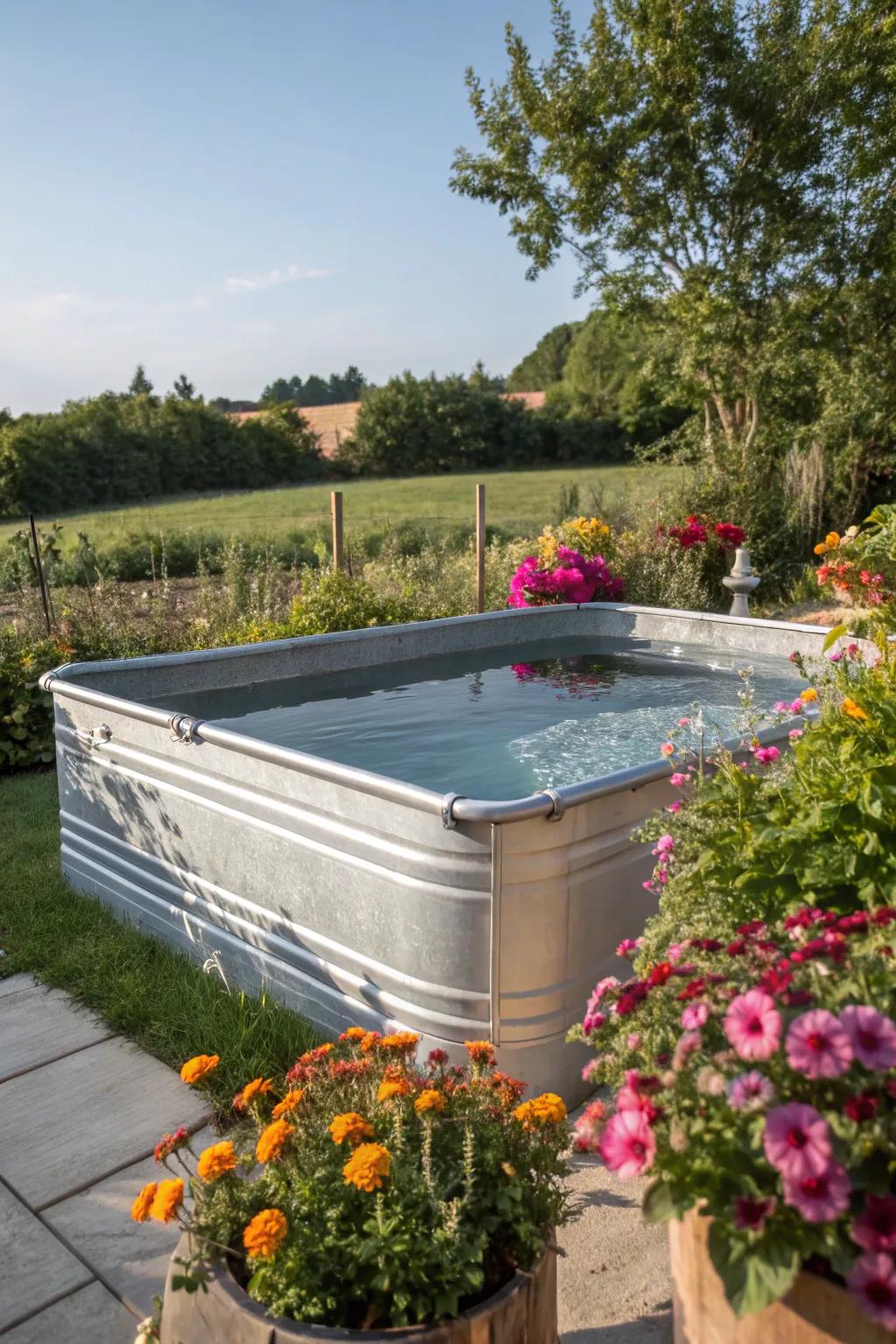 Galvanized metal adds an industrial touch to your outdoor space.