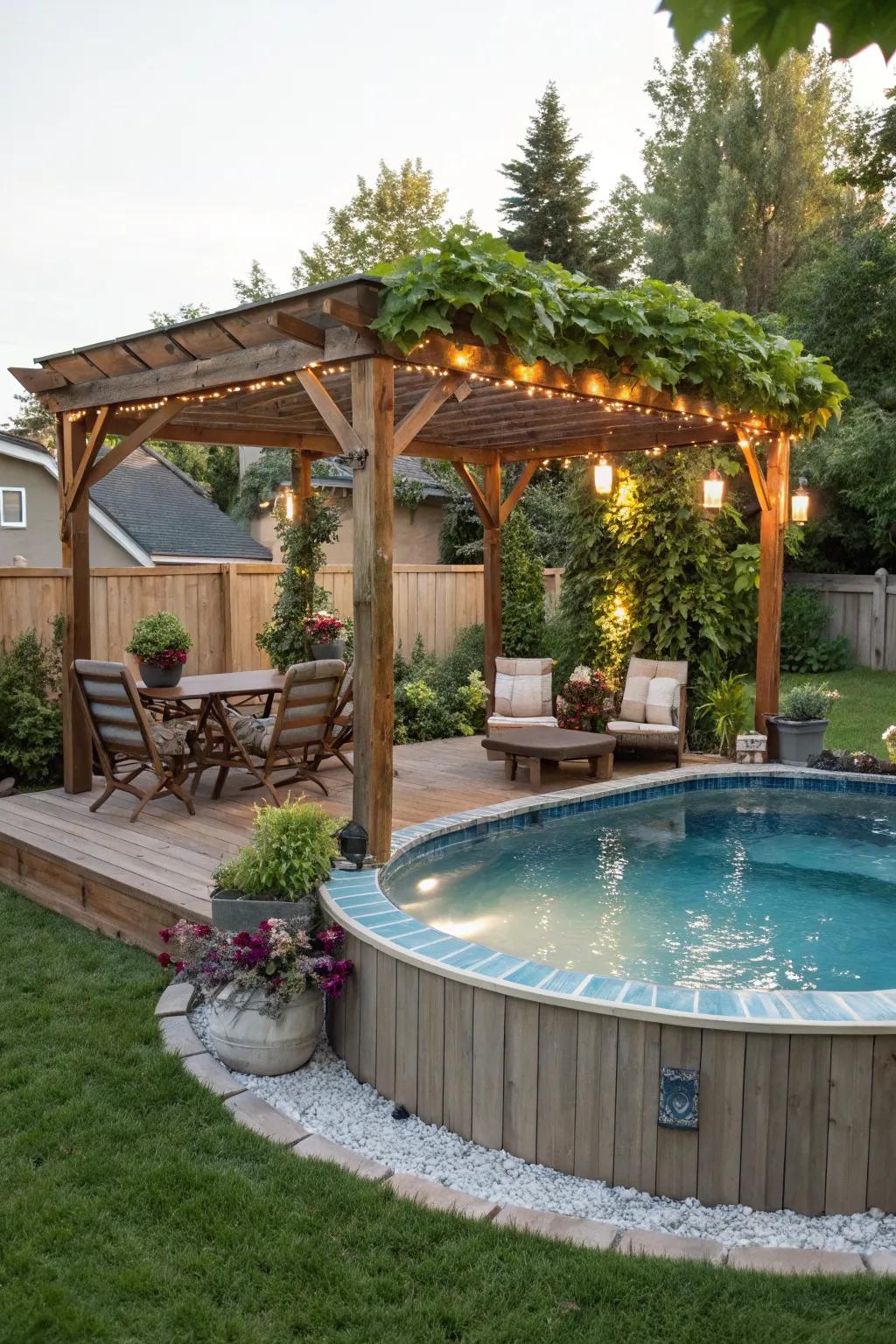 A charming pergola offering shade and style