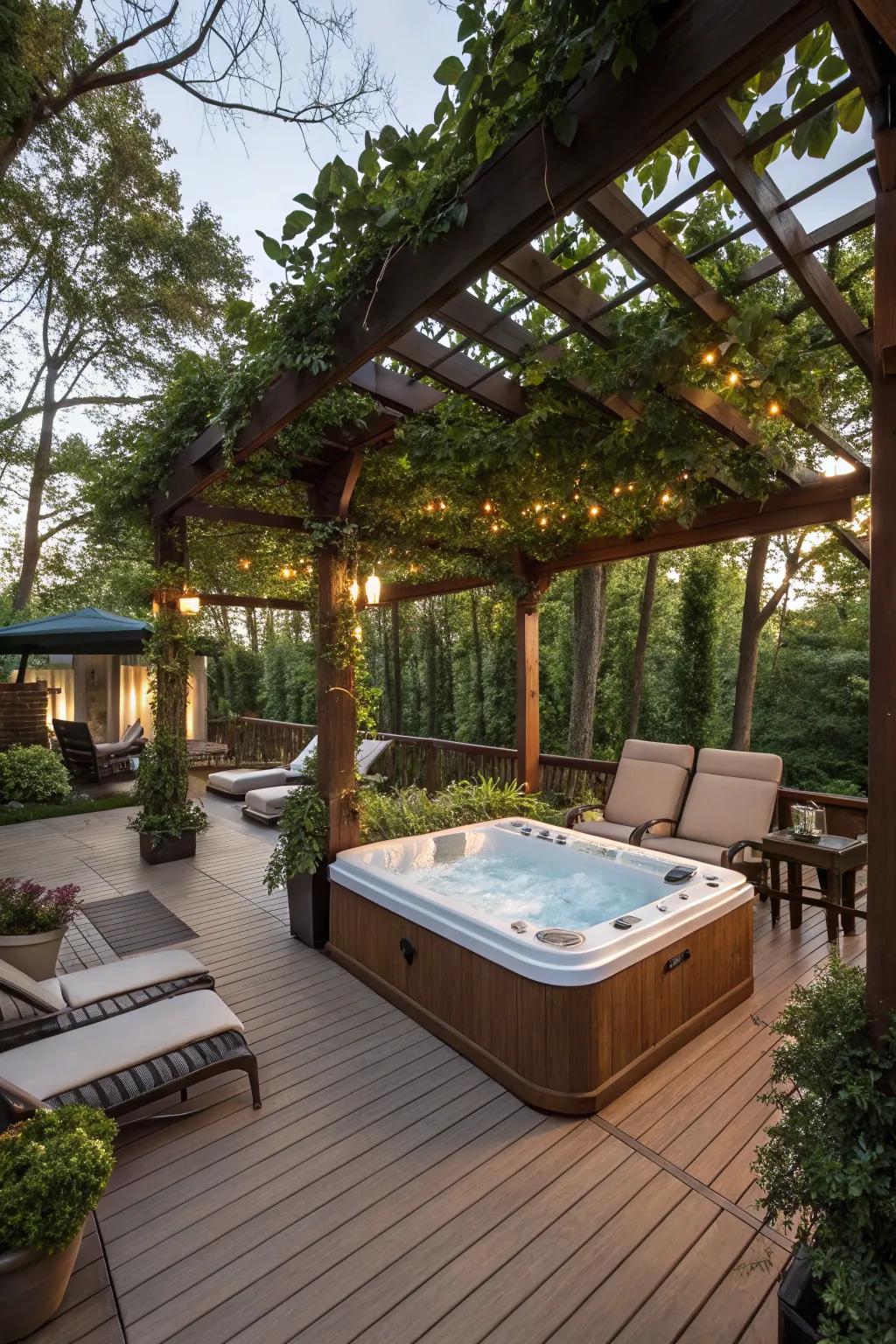 Pergolas add both style and shade to your swim spa deck.
