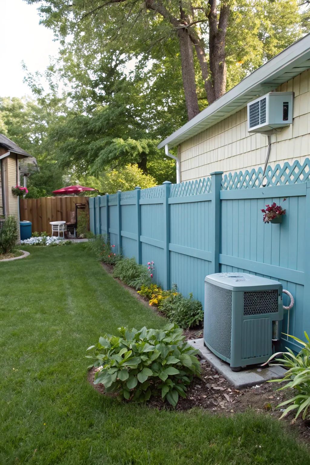 Color coordination ties the AC fence with the overall decor.