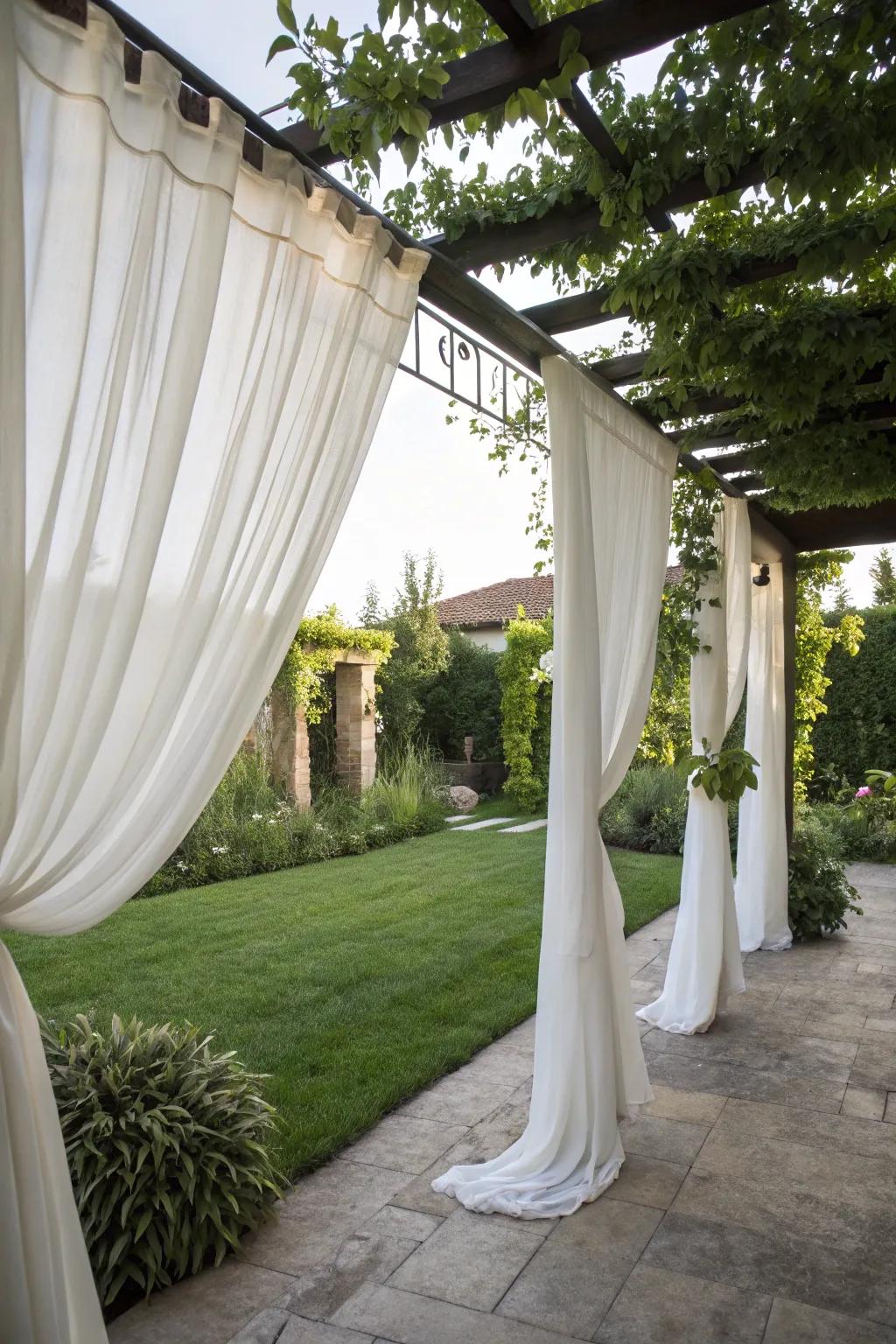 Enhance elegance with sophisticated white drapery.