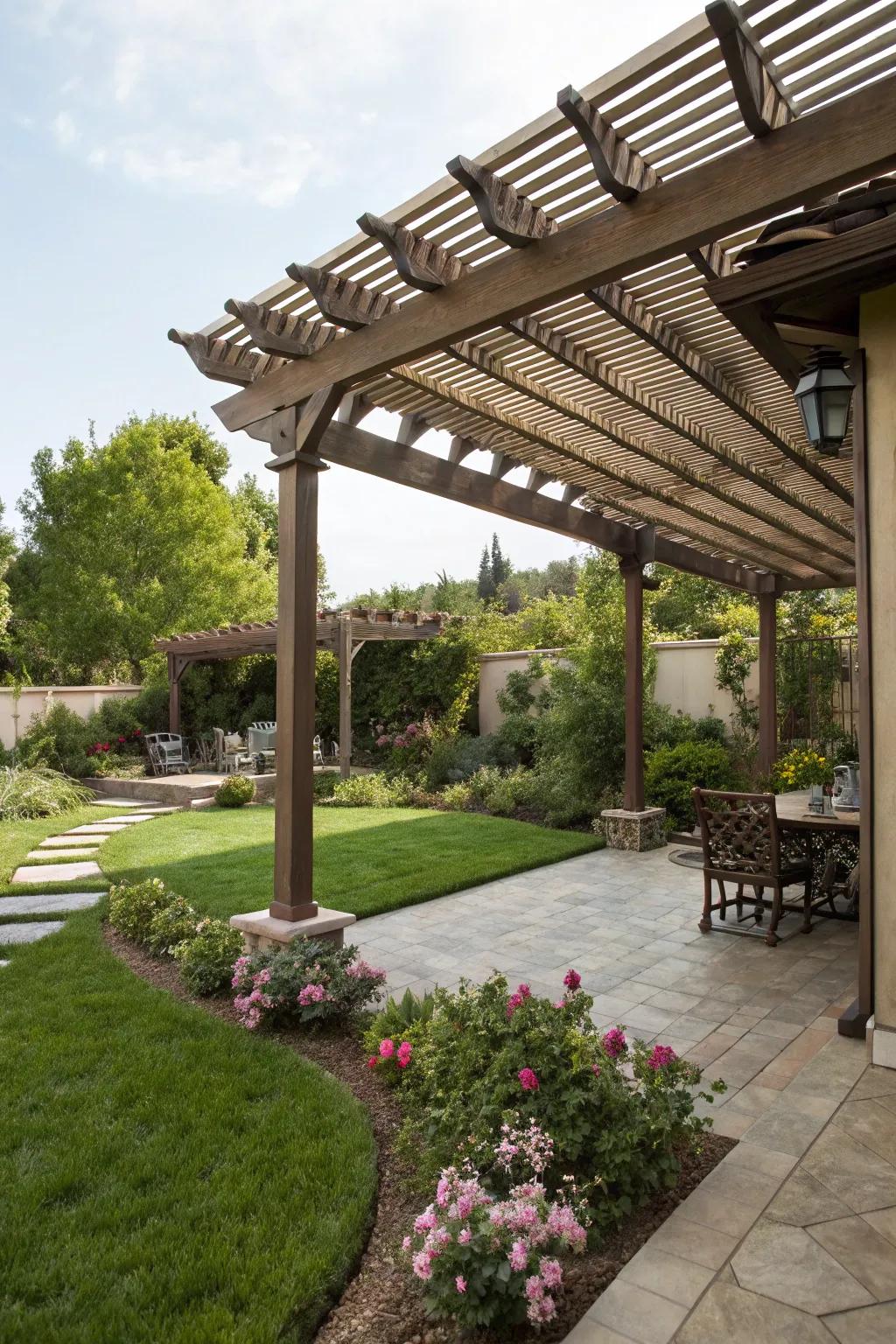 Add classic elegance with a pergola-style alumawood patio cover.