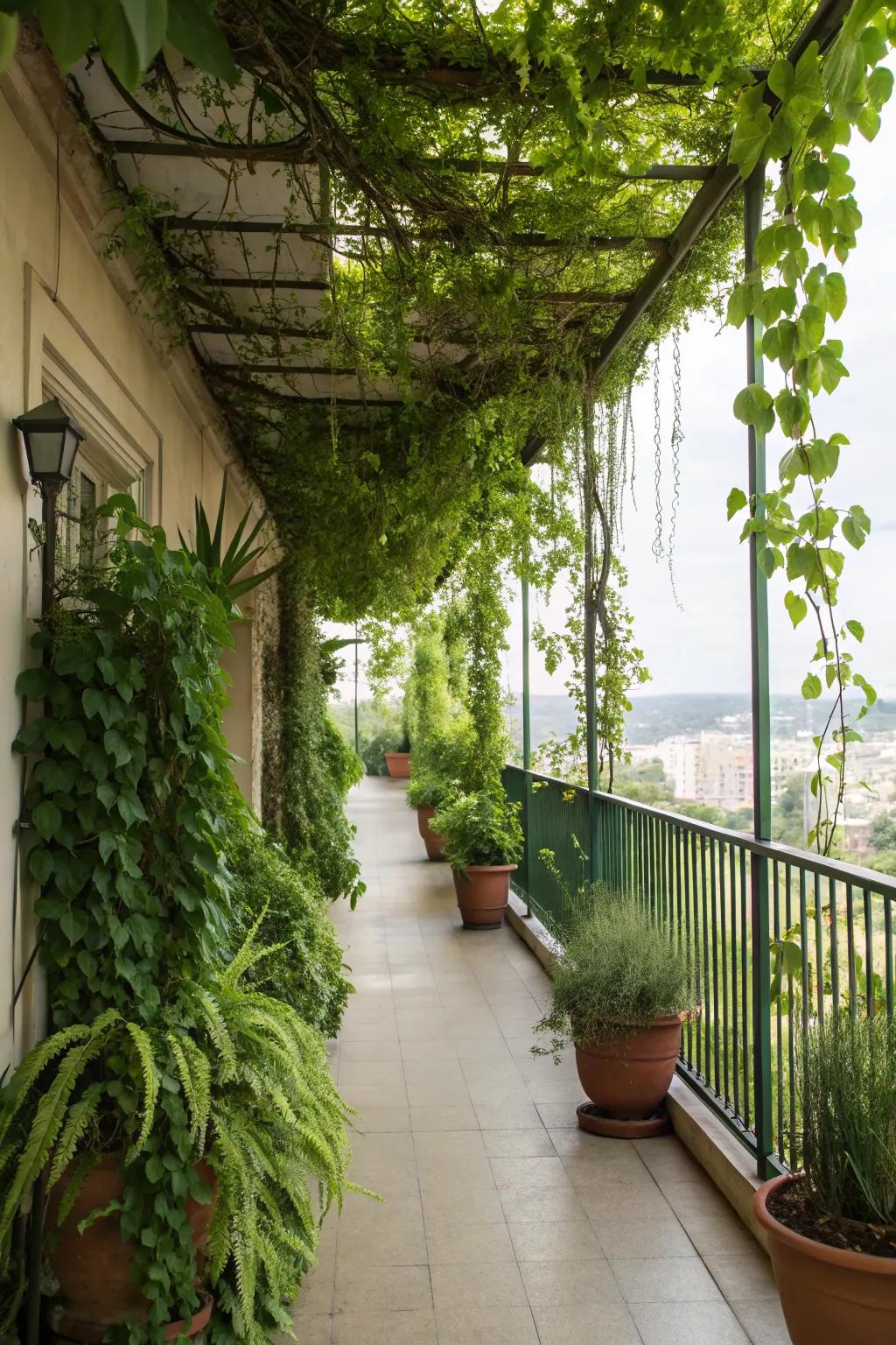 Using plants for shade adds a refreshing and natural element to your balcony.