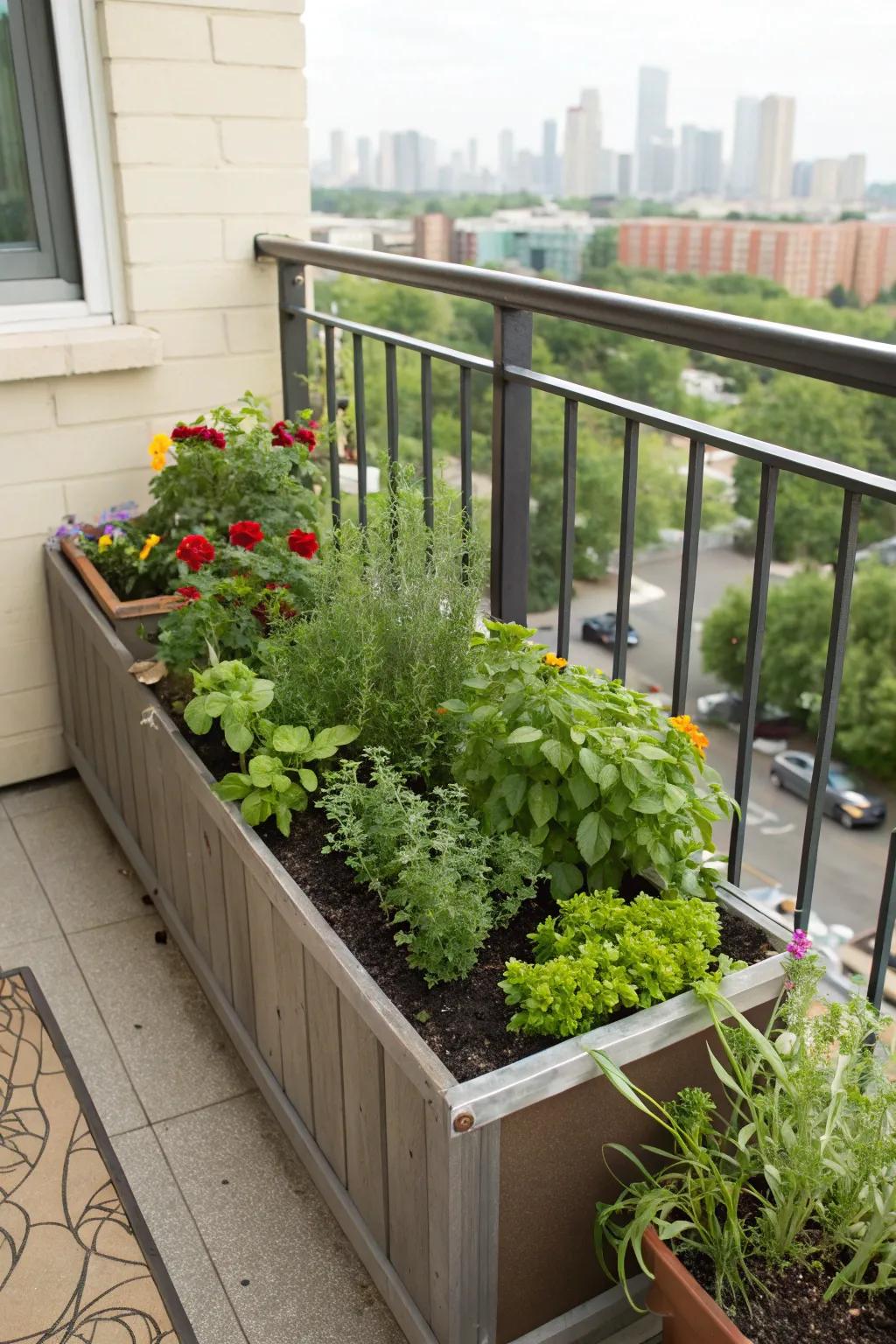 Utilize every nook with compact planter boxes for a tiny garden paradise.