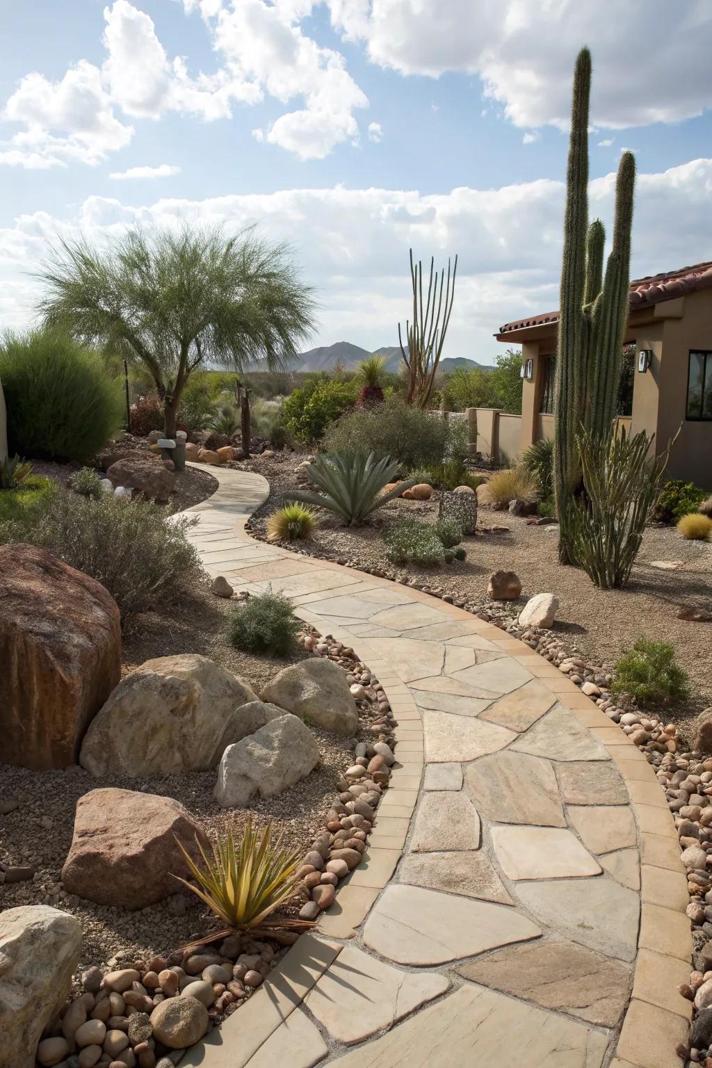 Well-designed walkways enhance the landscape's aesthetic.