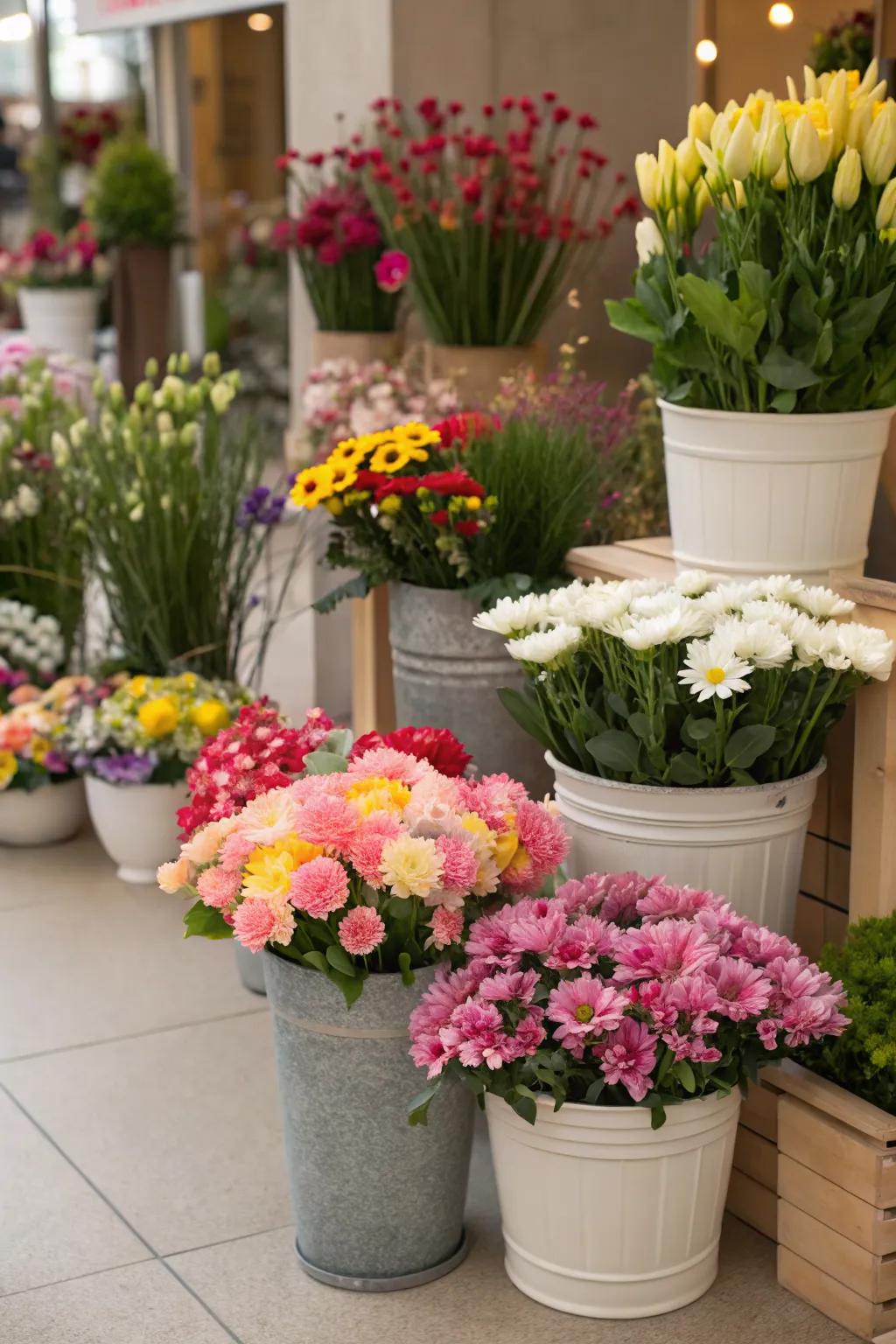 Versatile planters providing a fresh and dynamic garden arrangement.