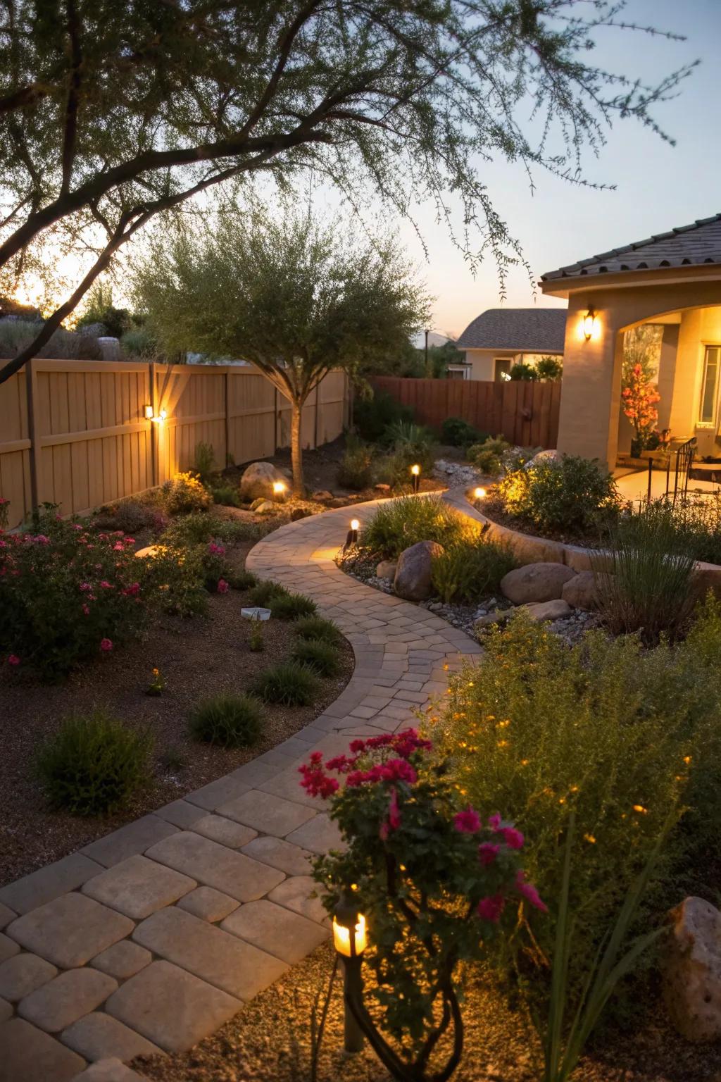 Enhance your backyard's nighttime charm with ambient lighting.