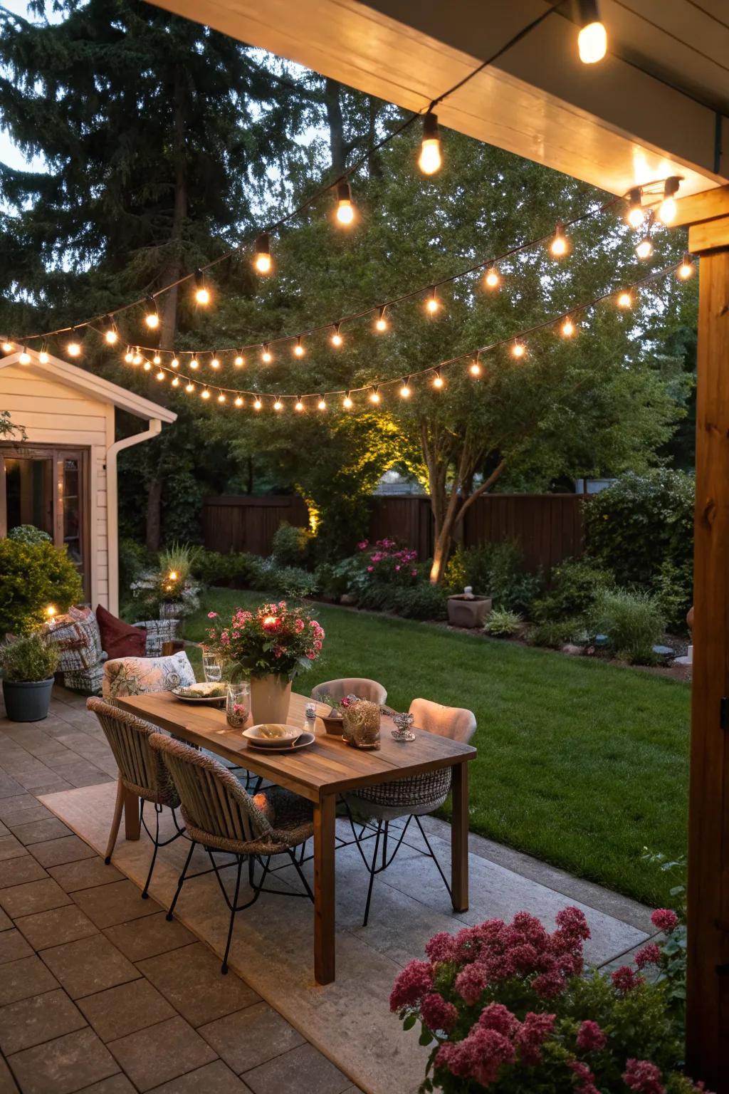 String lights bring warmth and ambiance to your outdoor space.