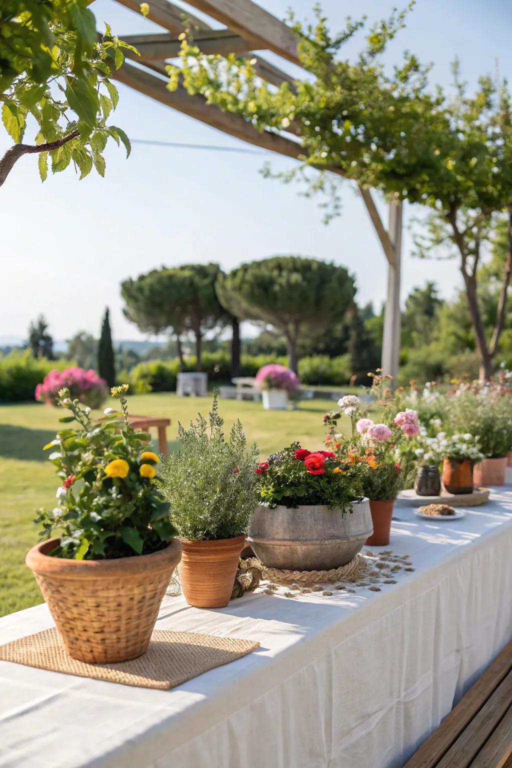 Natural decor enhances the beauty of an outdoor setting.