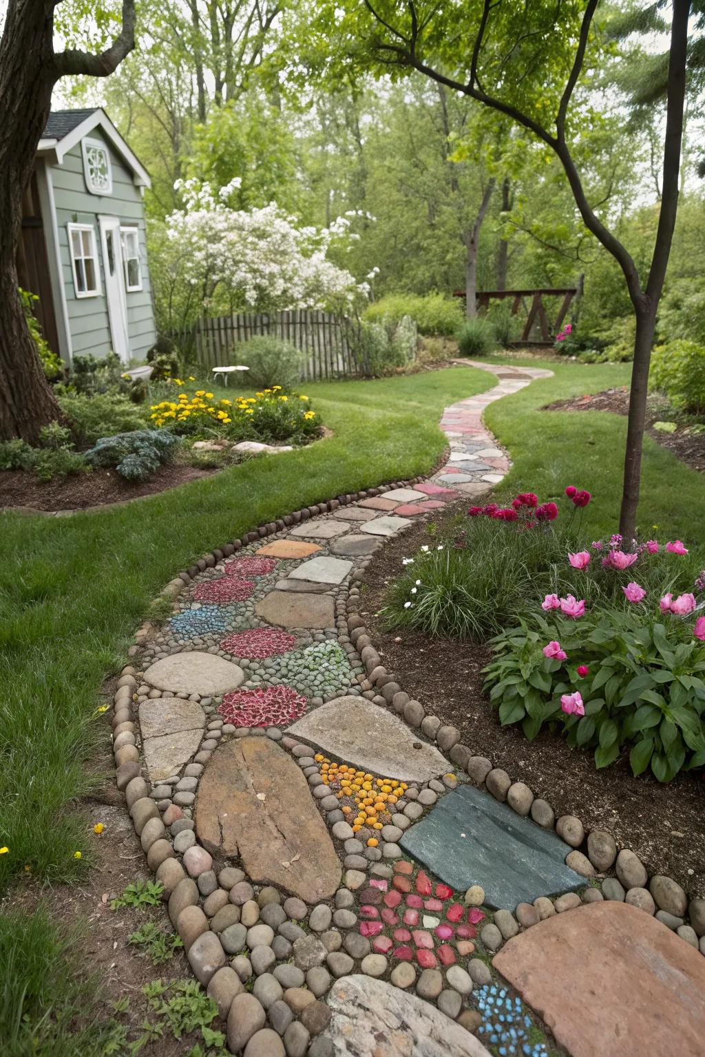 Pebble mosaics offer a unique and artistic touch to your pathways.