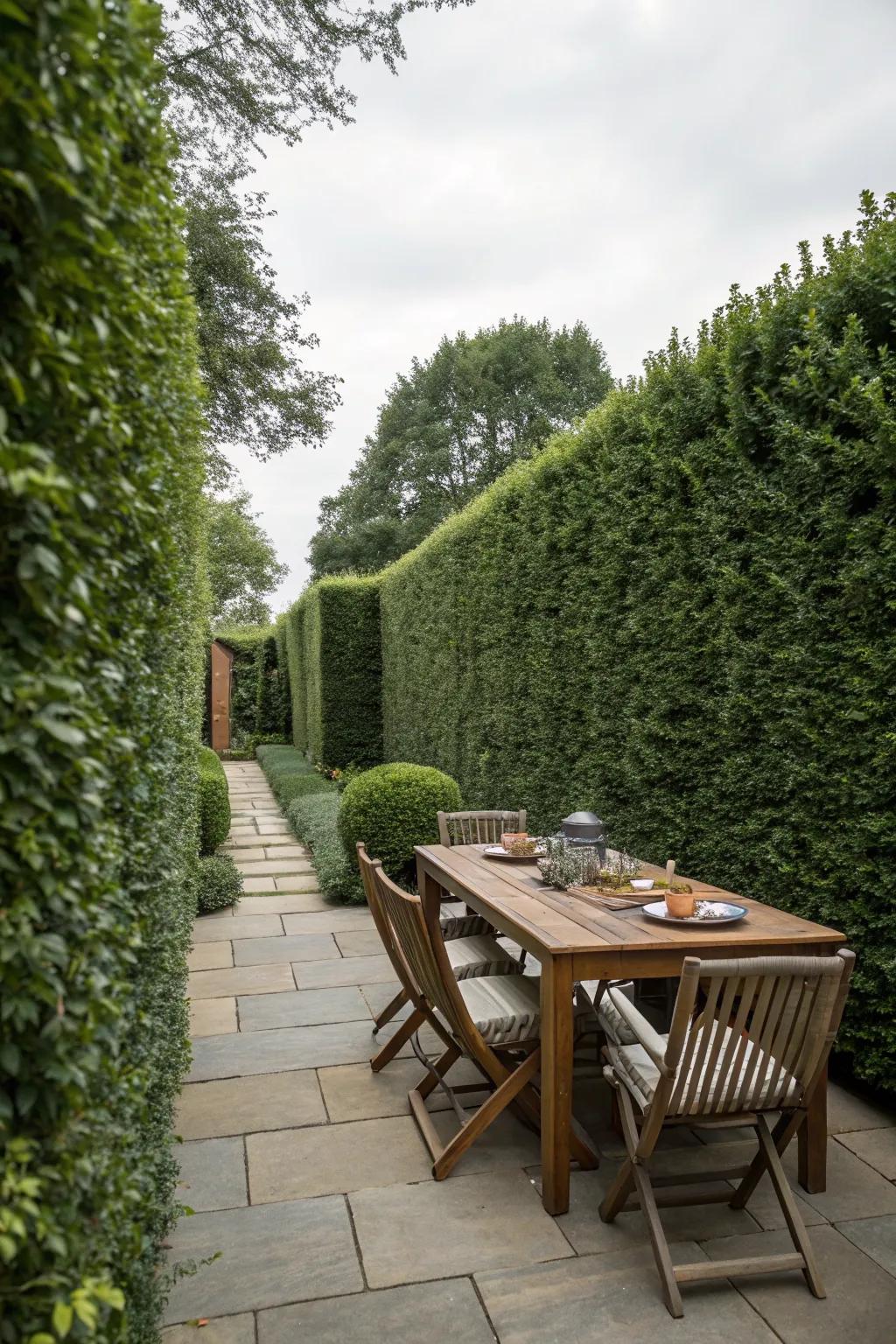 Natural privacy screens offer intimacy and a touch of greenery.
