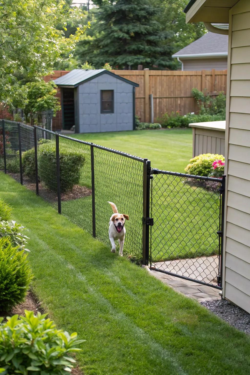 Safety first with secure fencing for your backyard dog park.