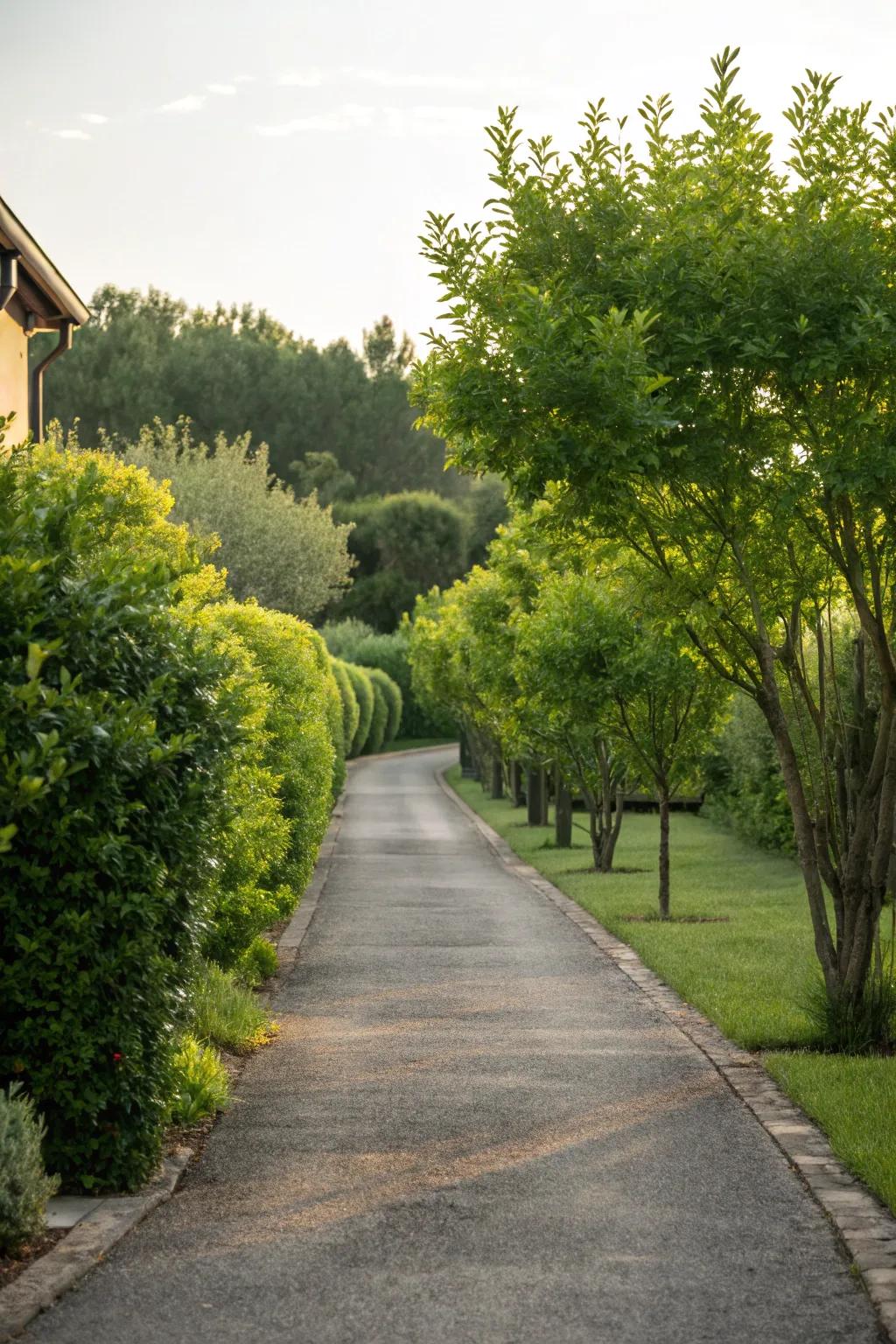 Greenery adds life and vibrancy to any driveway.