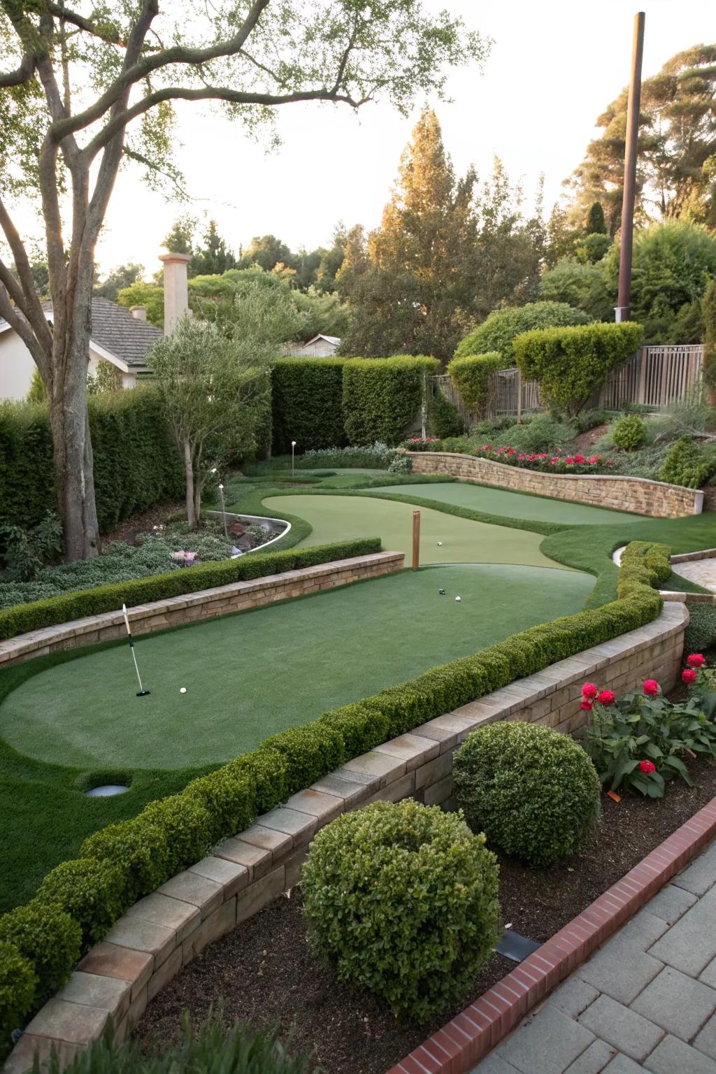 Elevate your game with a multi-level putting green.